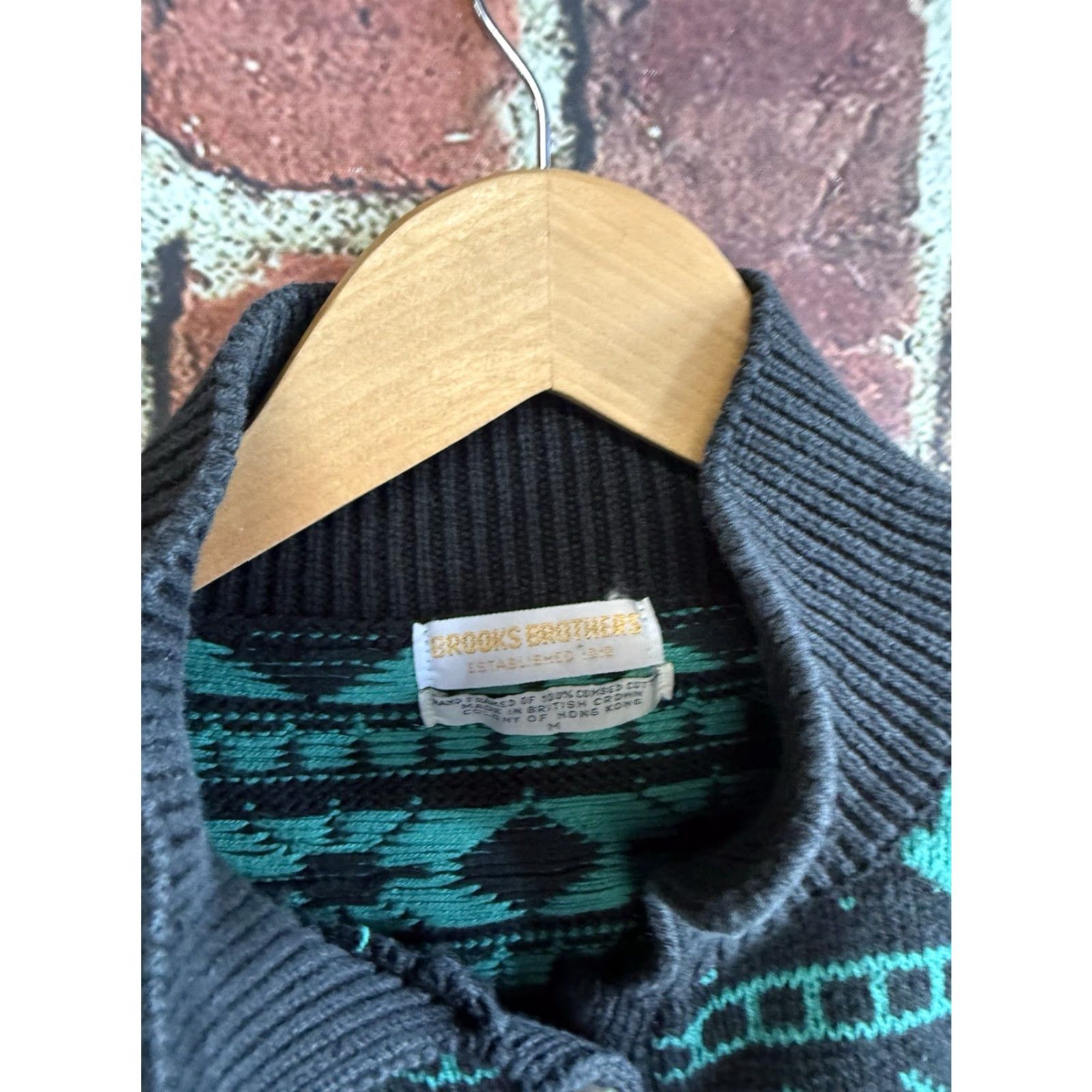 Brooks Brothers VINTAGE Brooks Brothers Womens Green Graphic Button Up Sweatshirt M Green Pullover Sweatshirt Womens 90s? Size M / US 6-8 / IT 42-44 - 3 Thumbnail