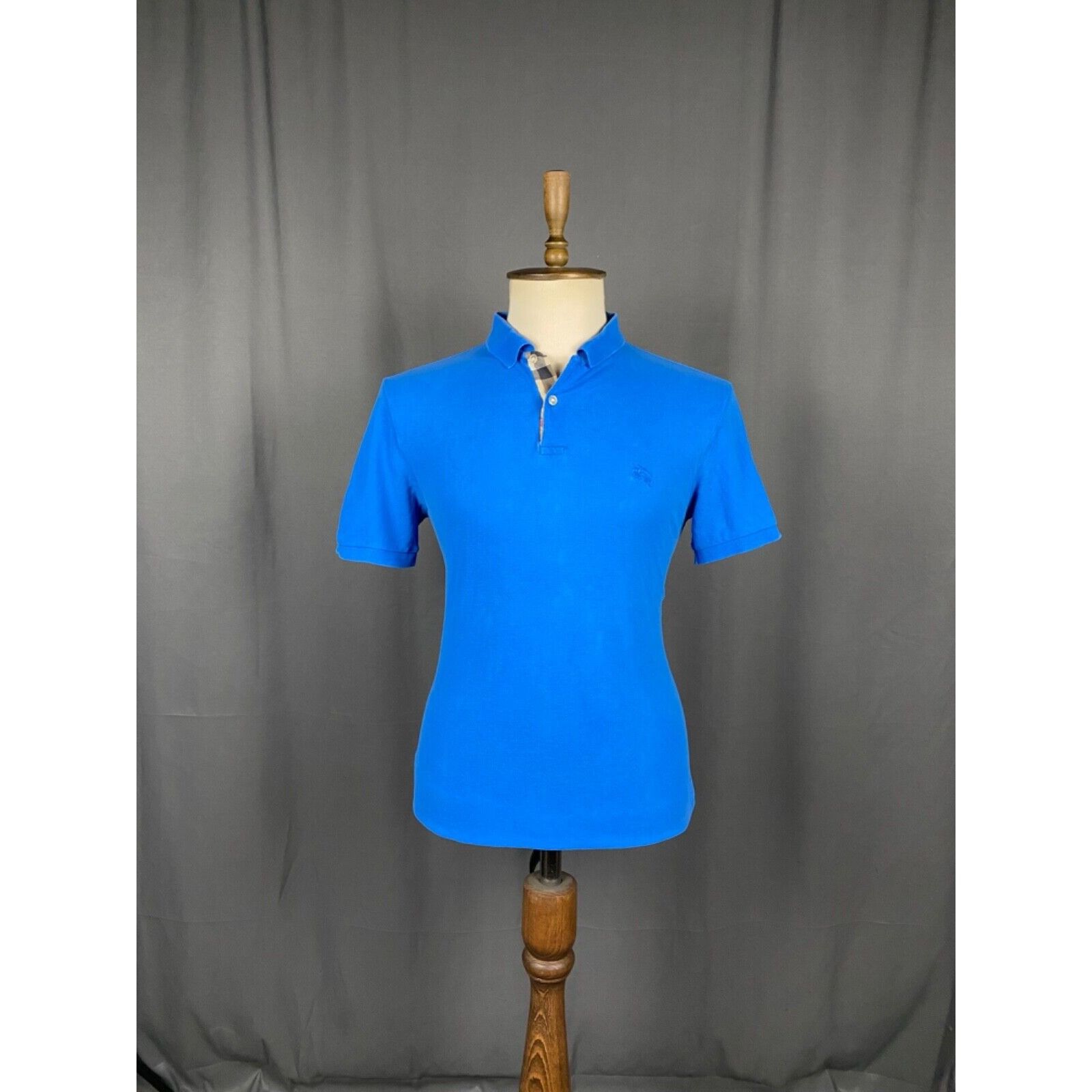 Burberry Burberry Nova Check Collar Small Logo Men's Blue Polo T-Shir Size US L / EU 52-54 / 3 - 3 Thumbnail