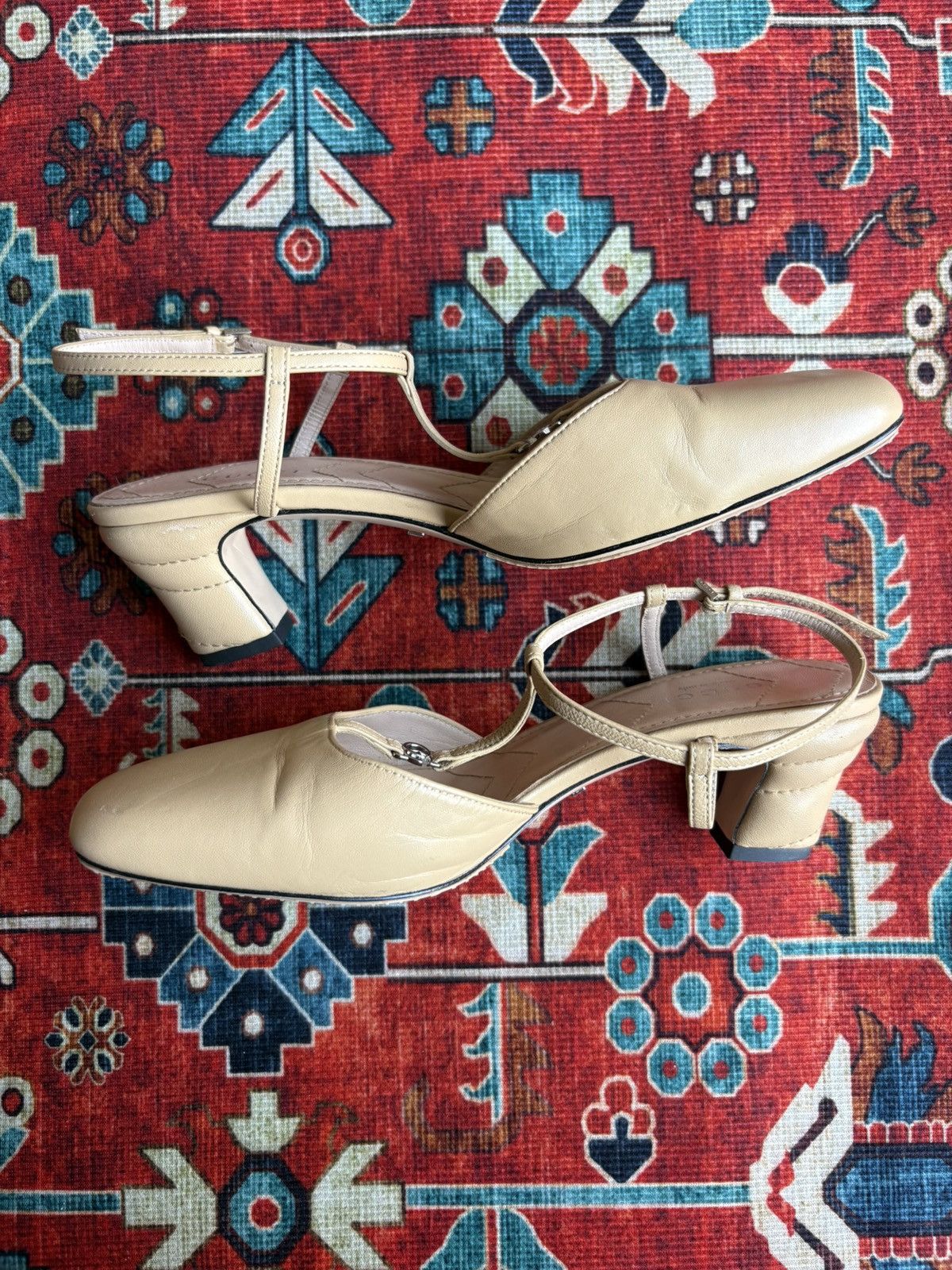 Gucci GUCCI Marmont T-Strap Leather Pumps Size US 8 / IT 38 - 2 Thumbnail