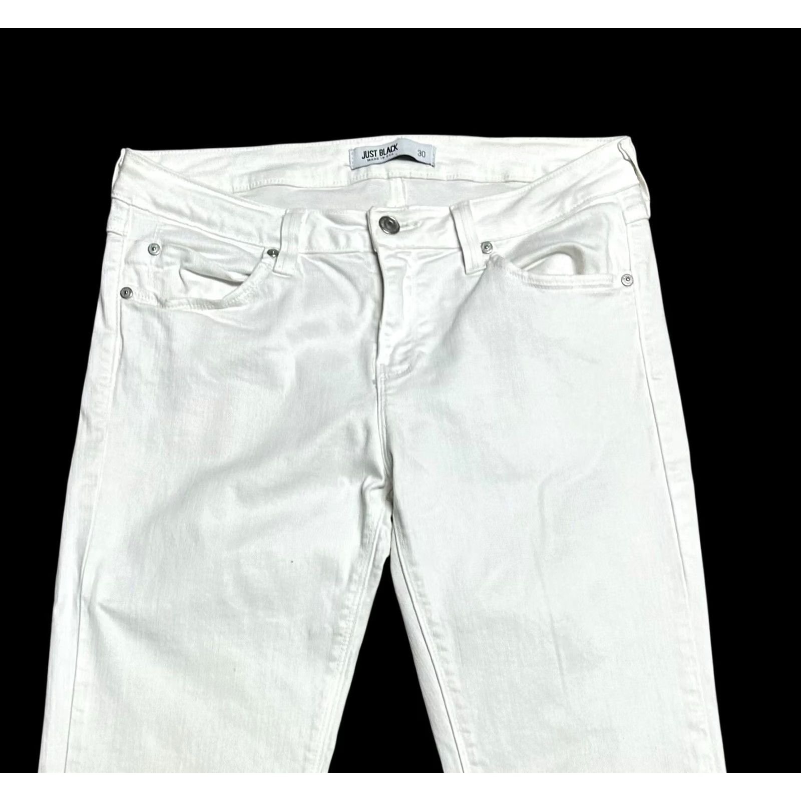 Vintage JUST BLACK Women's 30 Skinny Leg Solid White Denim Jean Pants Stretch 29" Inseam Size 30" / US 8 / IT 44 - 5 Thumbnail