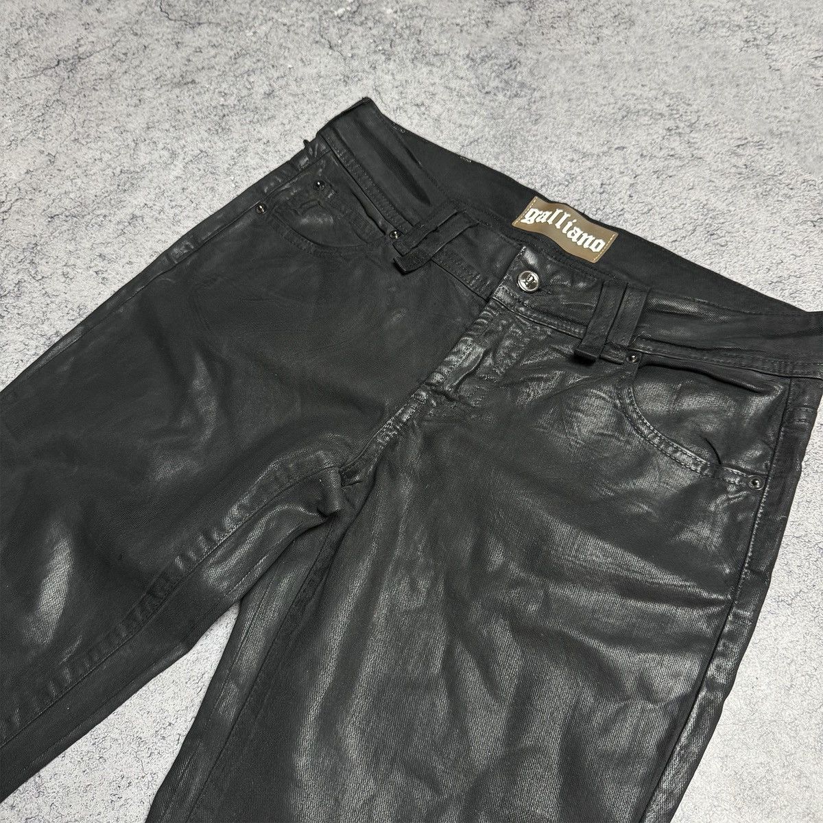 John Galliano NEW Galliano Y2K 00s Rare Waxed Pants Size 29" - 5 Thumbnail