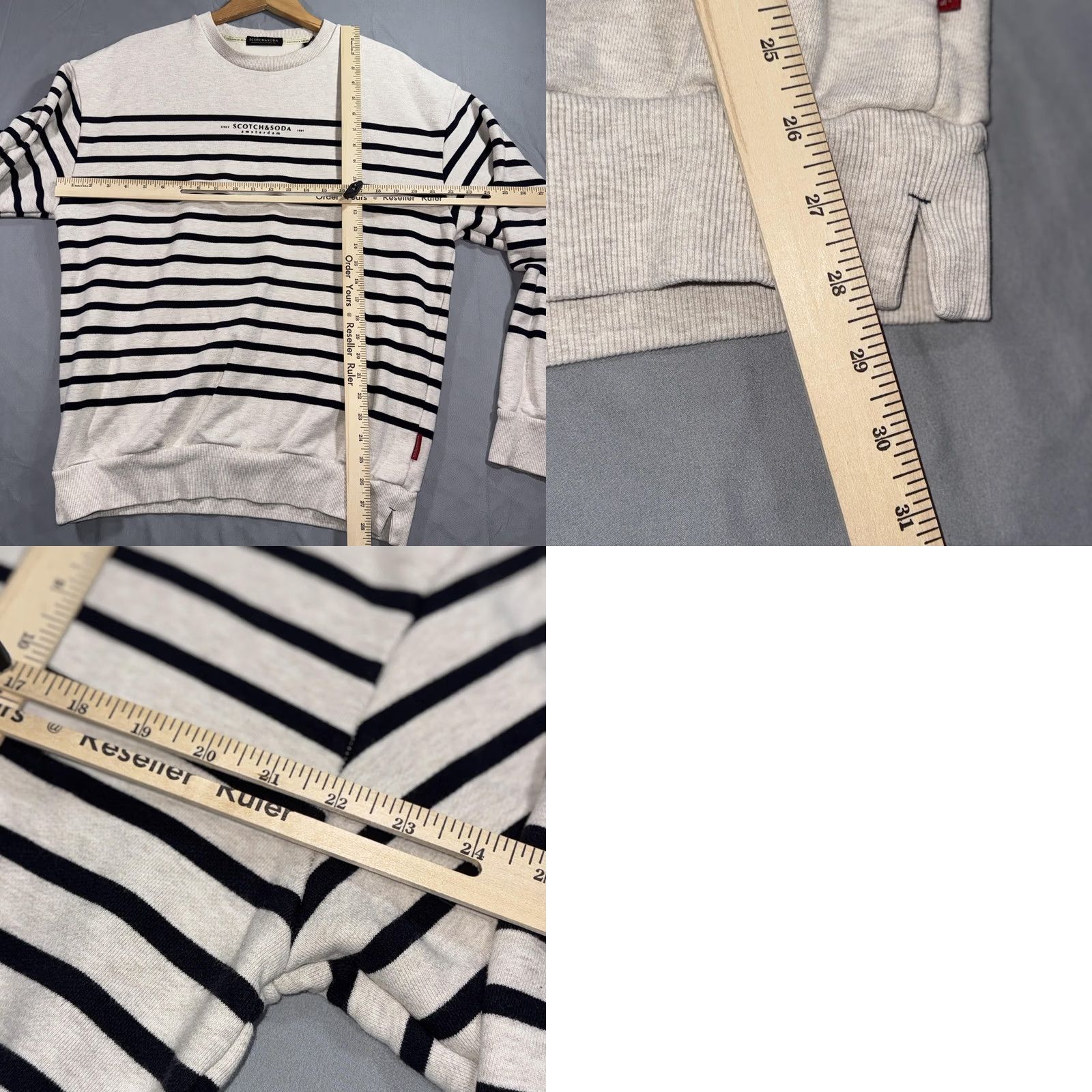 Scotch & Soda Scotch & Soda Sweatshirt Mens Large Gray Striped Cotton Logo Pullover Crewneck Size US L / EU 52-54 / 3 - 8 Thumbnail