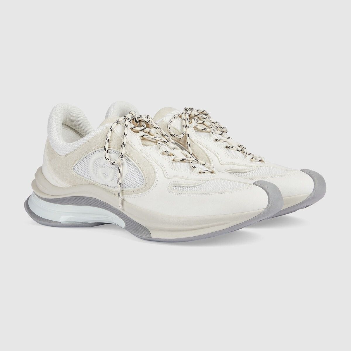 Gucci o1s1wg110125 Run Sneakers in White/Beige Size US 11.5 / EU 44-45 - 2 Thumbnail