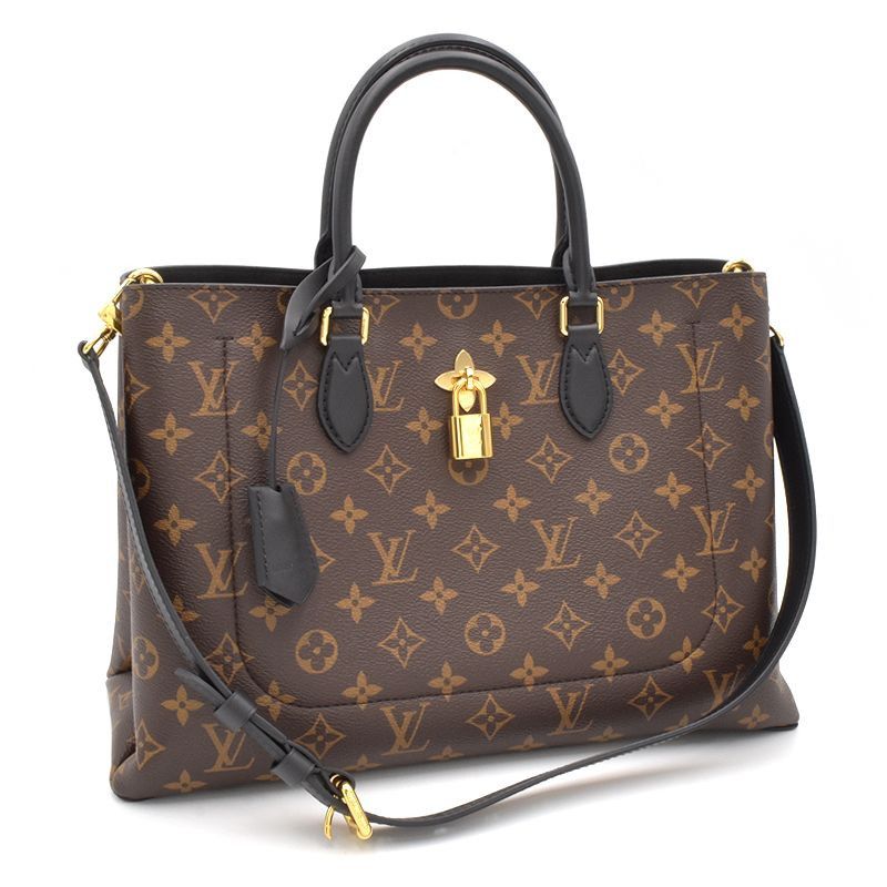 image of Louis Vuitton Flower Tote Monogram Noir Shoulder Brown Black, Women's