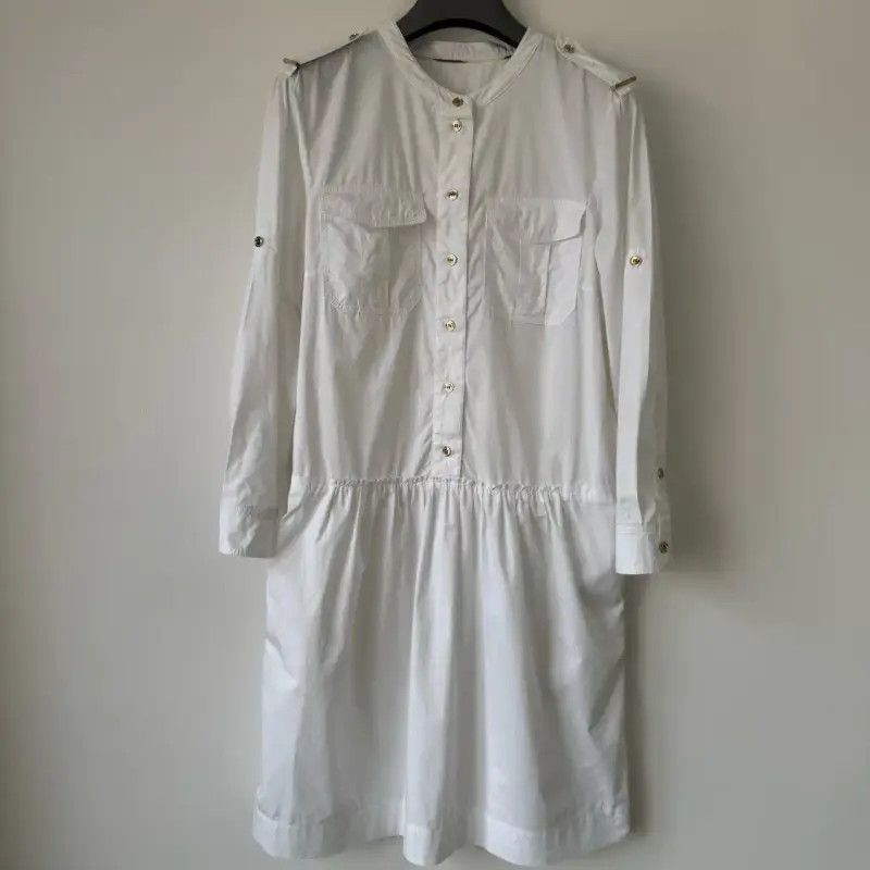Burberry Summer White Cotton Long Sleeve Dress