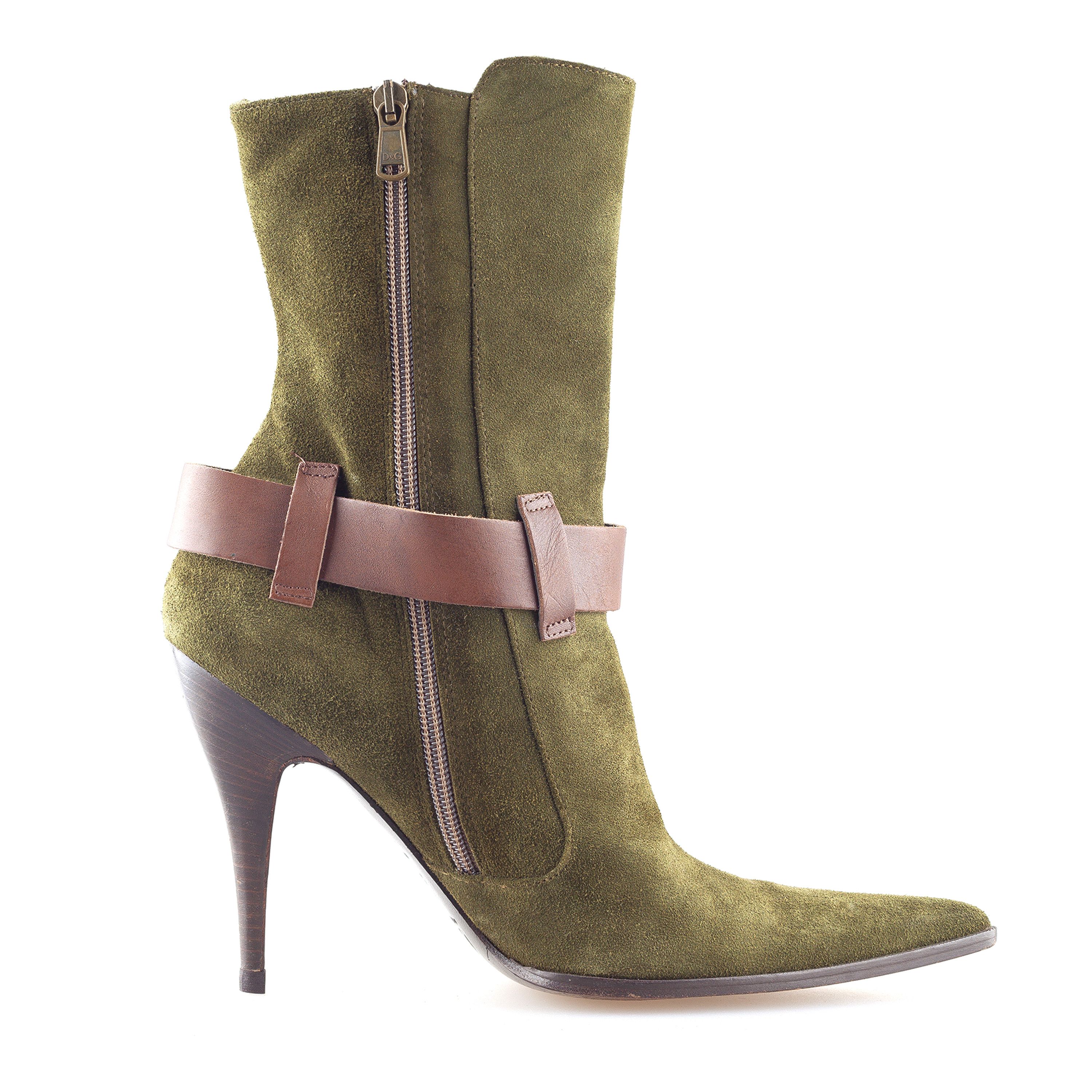 Dolce & Gabbana Dolce & Gabbana Vintage Green Leather Boots (39 EU) Size US 9 / IT 39 - 8 Thumbnail