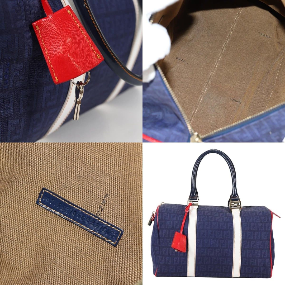 Fendi FENDI Zucchino Canvas Boston Bag Navy Gold Size ONE SIZE - 10 Thumbnail