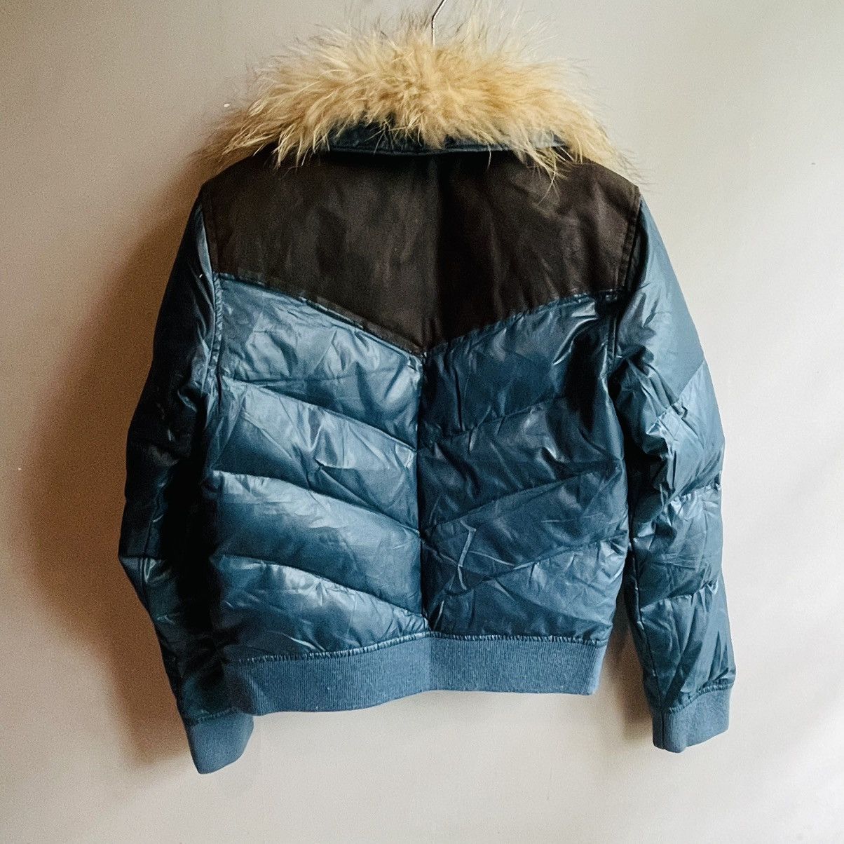 Fur Collar Leather Top Puffy