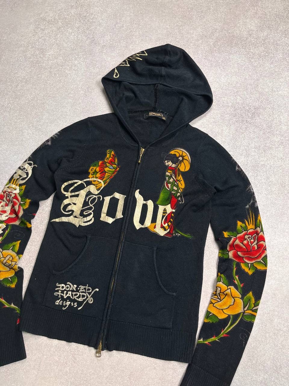 Ed Hardy Vintage Ed Hardy Alloverprint Knit Zip Hoodie Y2K XS Size XS / US 0-2 / IT 36-38 - 5 Thumbnail