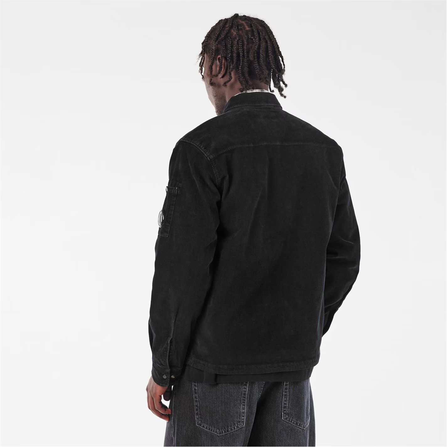 C.P. Company o1g2r1mq0426 Corduroy Long Sleeve Zip Overshirt in Black Size US M / EU 48-50 / 2 - 4 Thumbnail