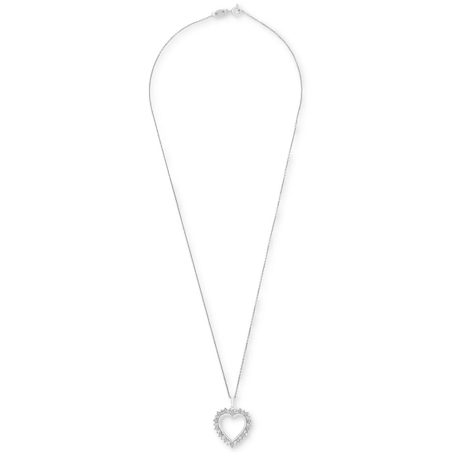 Macys Macy’s Diamond Heart Pendant Necklace – Sterling Silver Size ONE SIZE - 3 Thumbnail