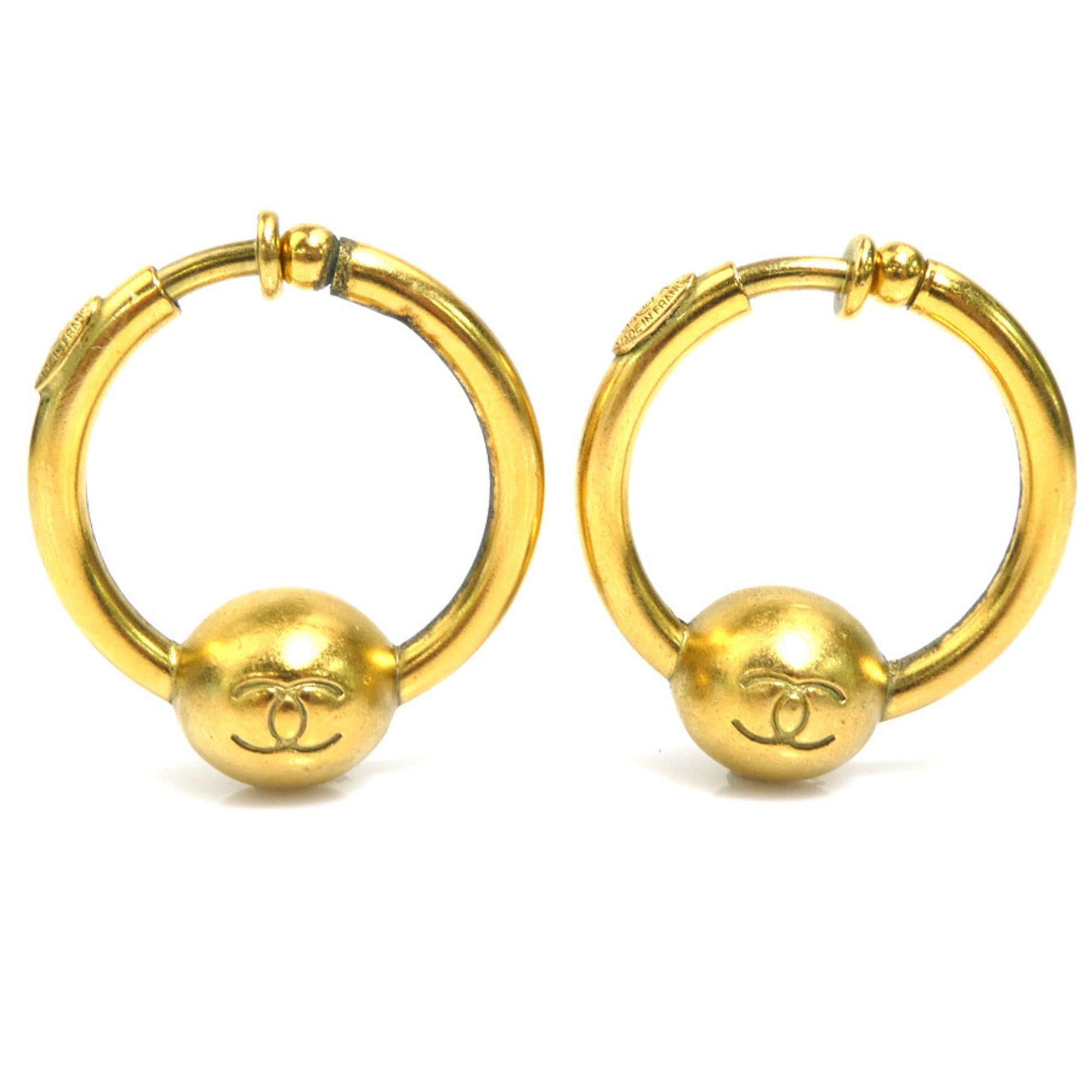Chanel Chanel earrings, Coco Mark design, metal, gold, women's, e61893c Size ONE SIZE - 1 Thumbnail