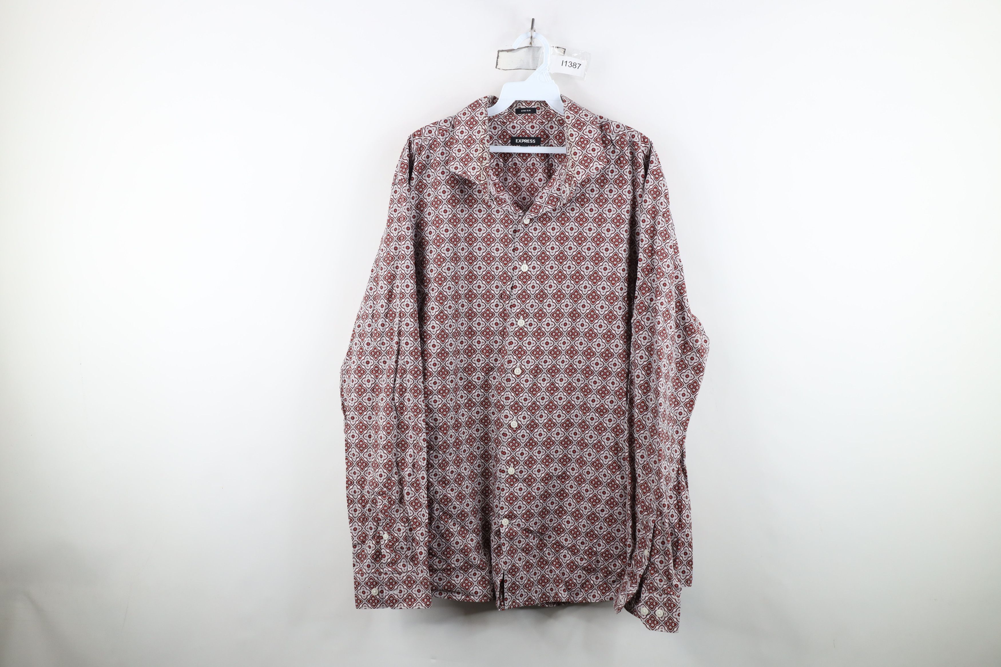 Express Express Geometric Tapestry Collared Button Shirt Cotton Size US XXL / EU 58 / 5 - 1 Thumbnail