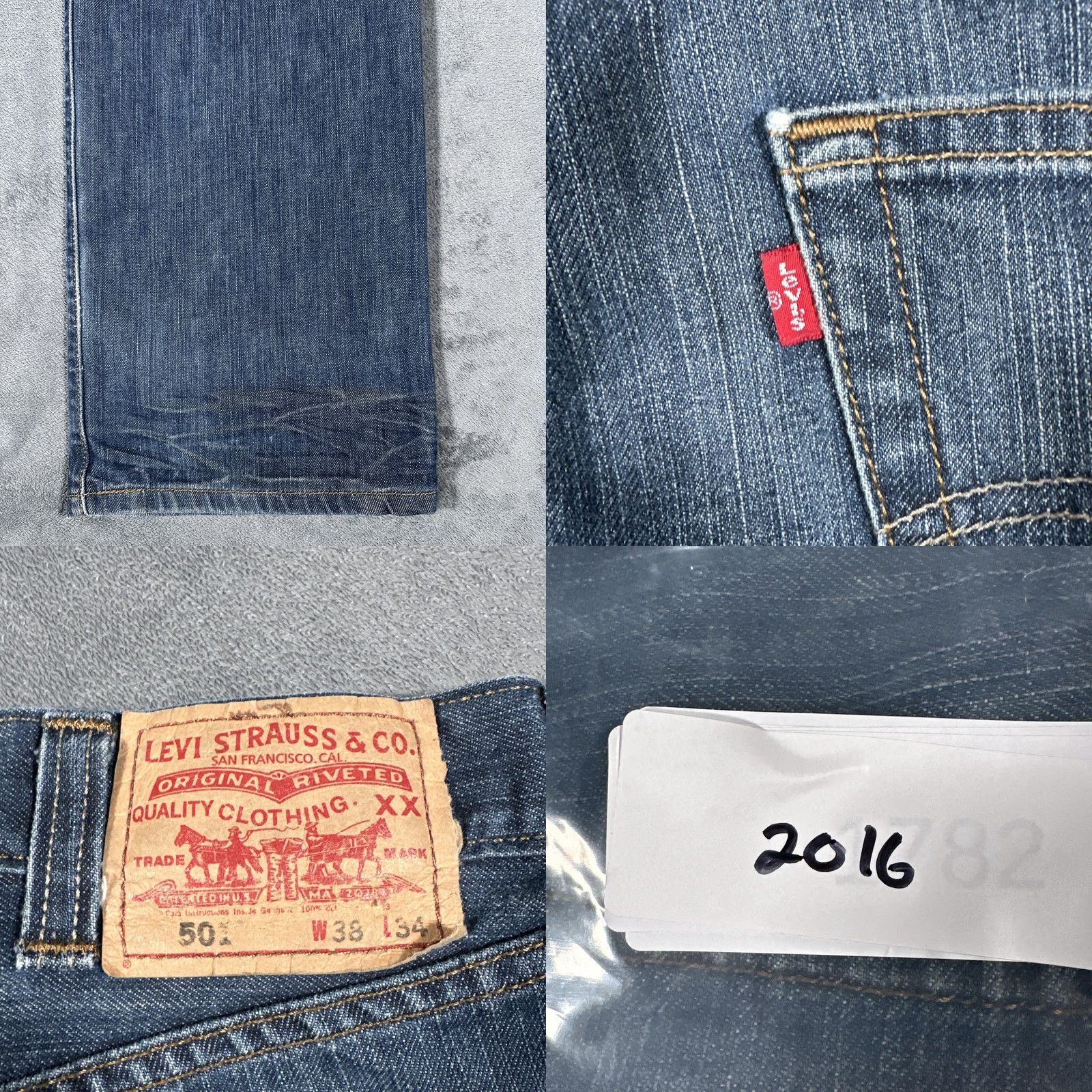Levi's Levis 501 Jeans Mens 38x34 Blue Denim Straight Leg Button Fly Original Fit Size US 38 / EU 54 - 10 Thumbnail