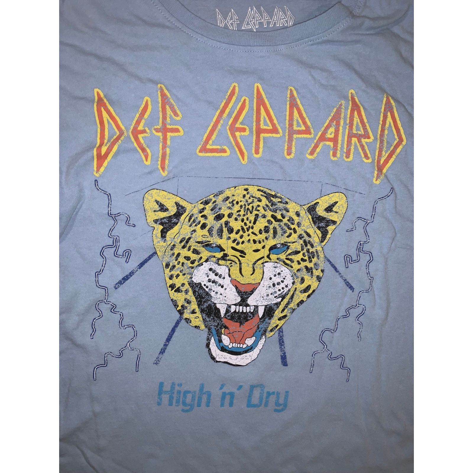 Band Tees × Def Leppard Def Leppard High n Dry Baby Tee Womens Medium Blue Fitted Size M / US 6-8 / IT 42-44 - 1 Thumbnail