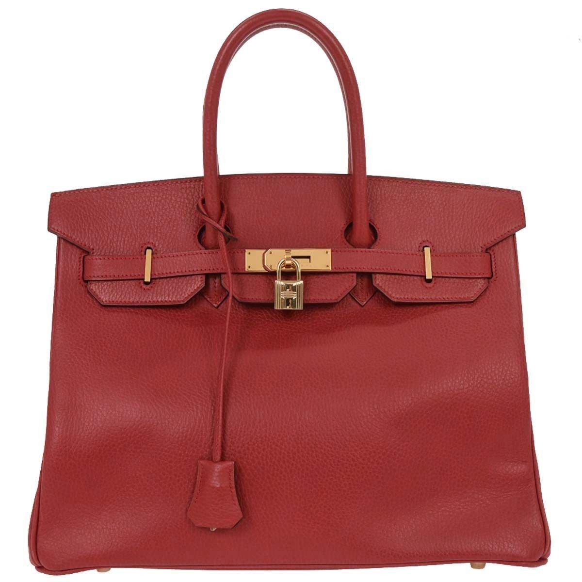 Hermes Hermes Birkin Handbag Red Ardennes with Gold Hardware Size ONE SIZE - 1 Thumbnail
