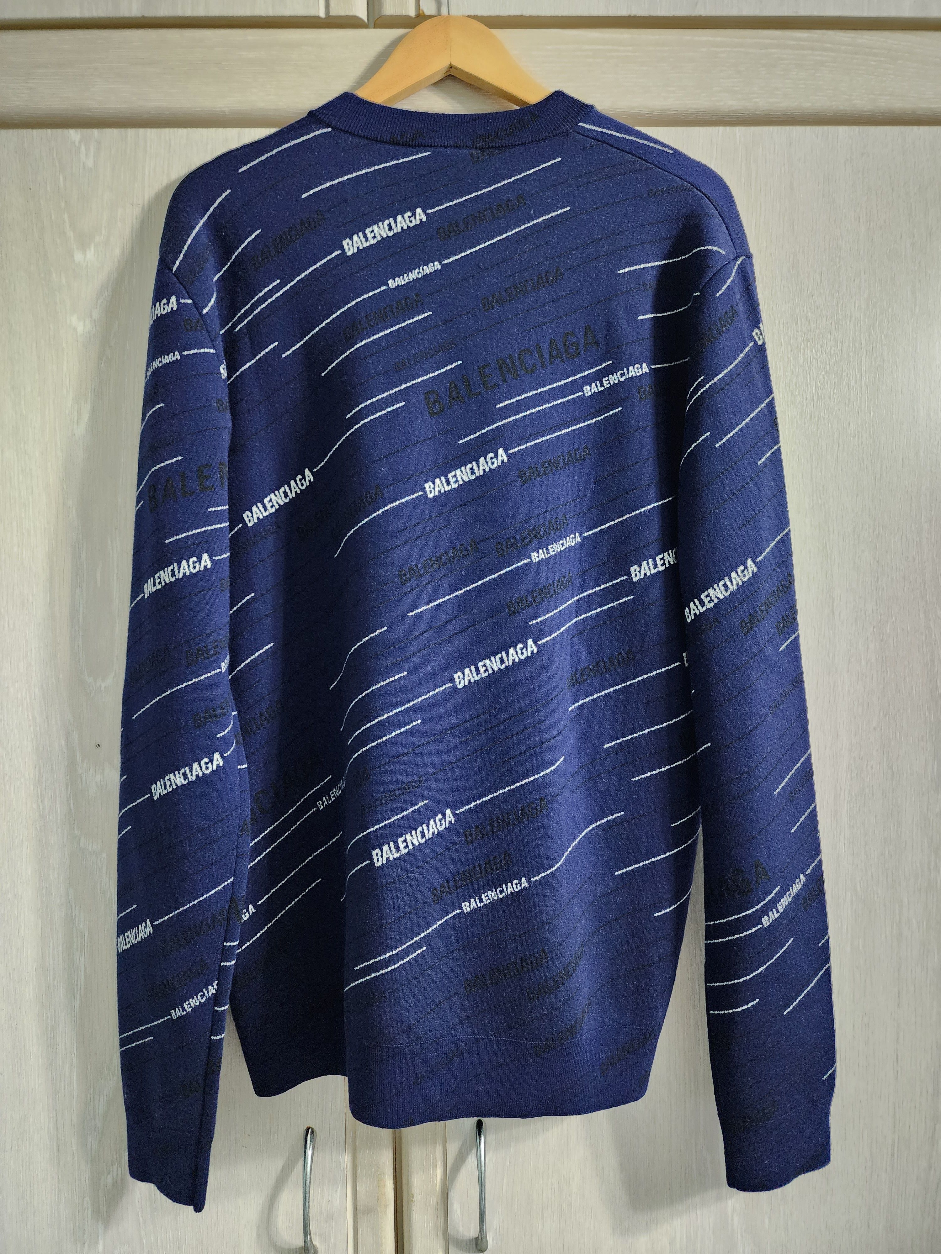 Balenciaga Multi Logo Wool Jacquard Sweater Size US L / EU 52-54 / 3 - 2 Thumbnail