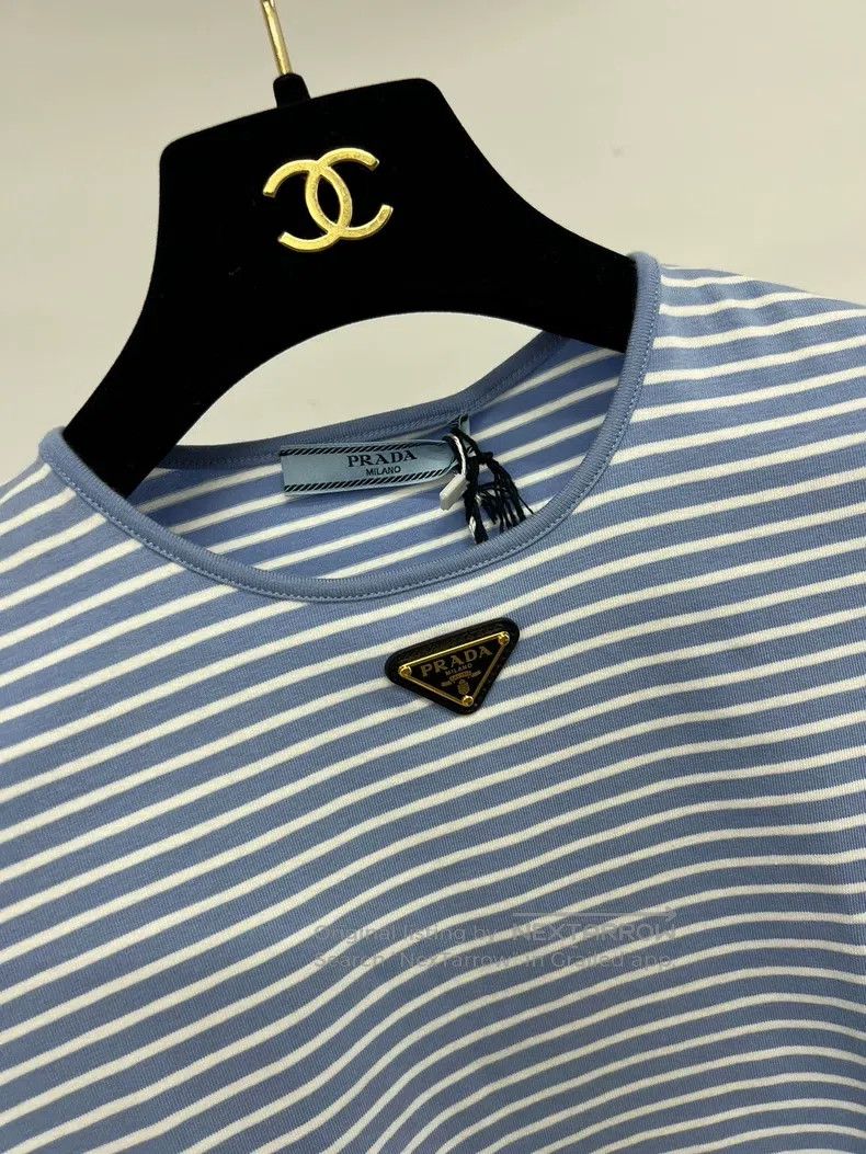 Prada Prada Blue and white striped short T-shirt Size XS / US 0-2 / IT 36-38 - 3 Thumbnail
