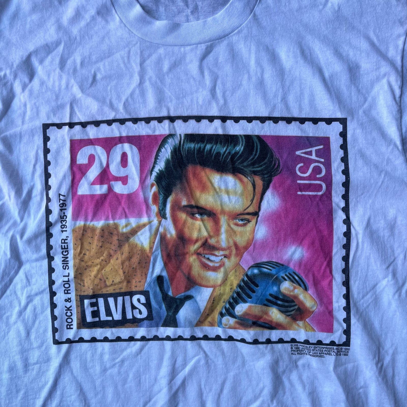 Vintage Vintage Elvis Presley Shirt Mens XL White Stamp Tee 90s USA Size US XL / EU 56 / 4 - 3 Thumbnail