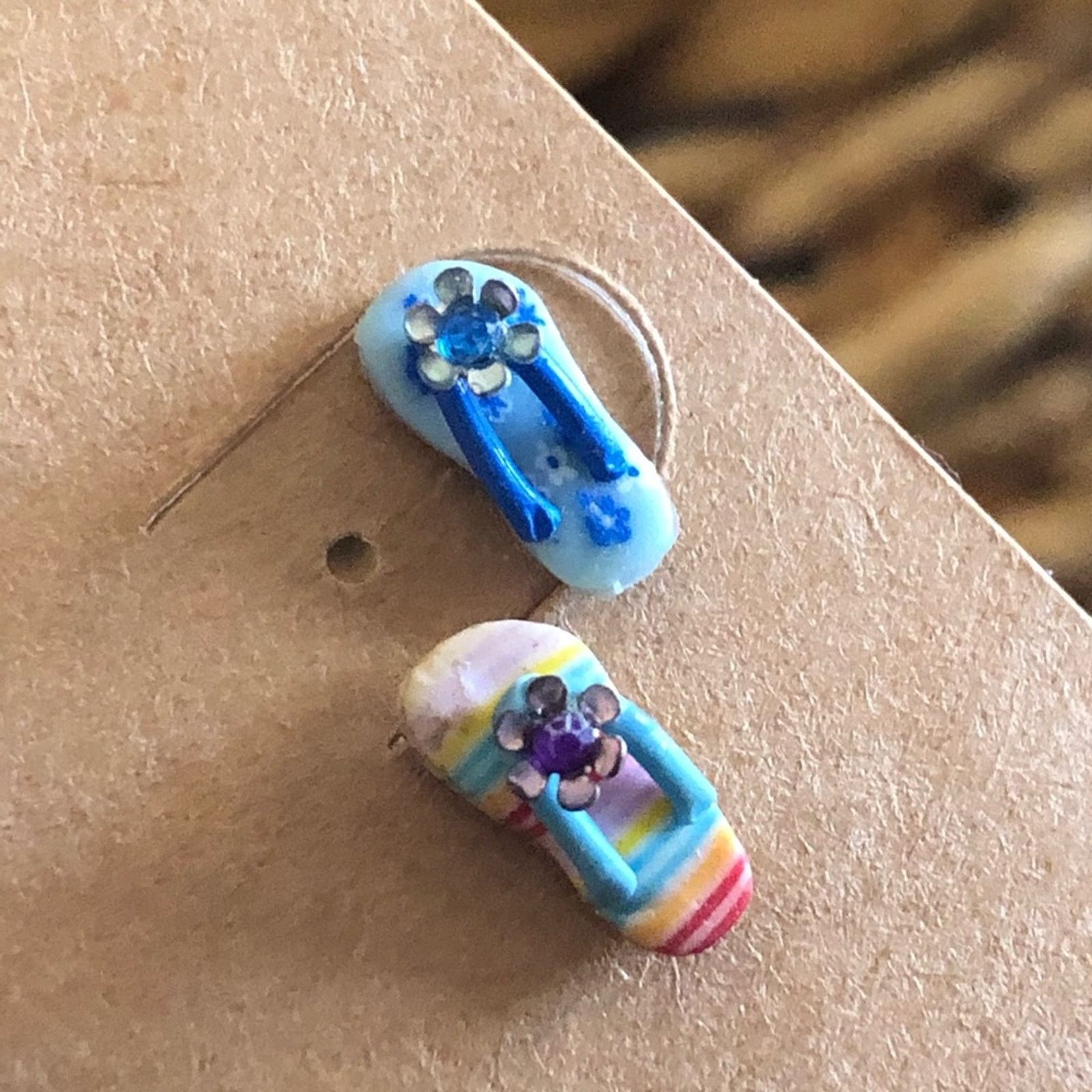Vintage Set of two pairs flip flop cute summer earrings Size ONE SIZE - 3 Thumbnail