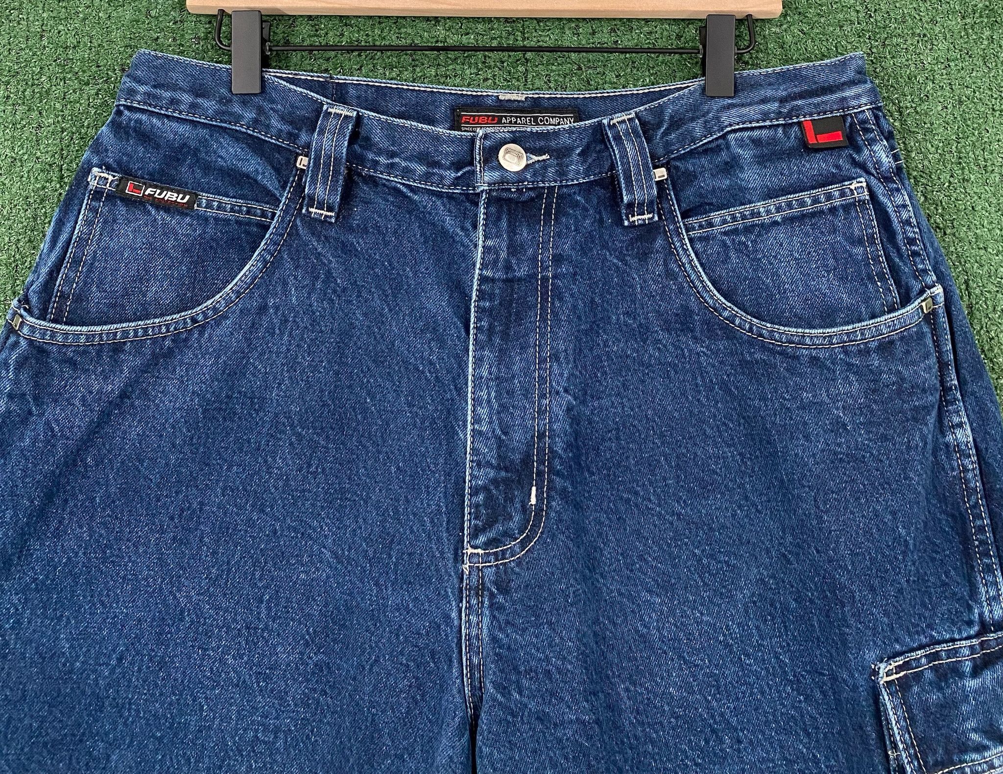 Fubu 90’s Fubu Cargo Heavyweight Denim Jean Shorts Jorts Size 34 Size US 34 / EU 50 - 2 Thumbnail