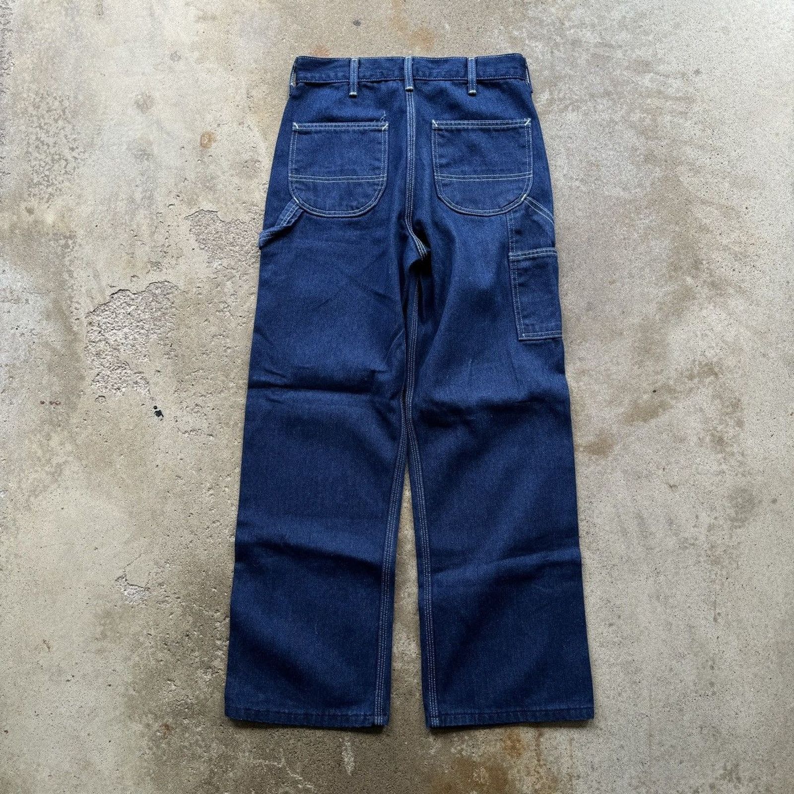 Vintage 80s Roebucks Sears Denim Carpenter Dungaree Work Pants Size US 28 / EU 44 - 2 Thumbnail