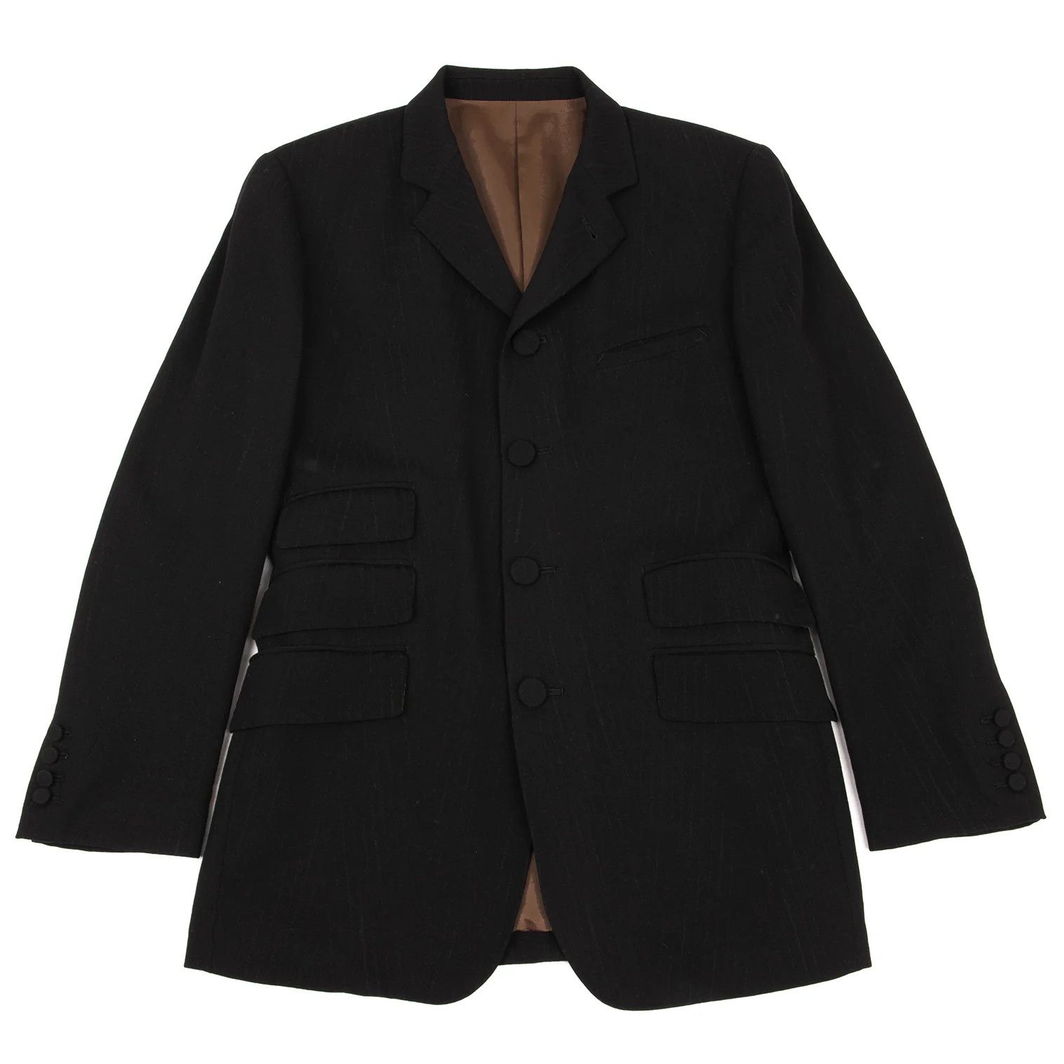 Jean Paul Gaultier Wool Shadow Stripe Suit Set Up in Black, Size 48 Size US M / EU 48-50 / 2 - 2 Thumbnail
