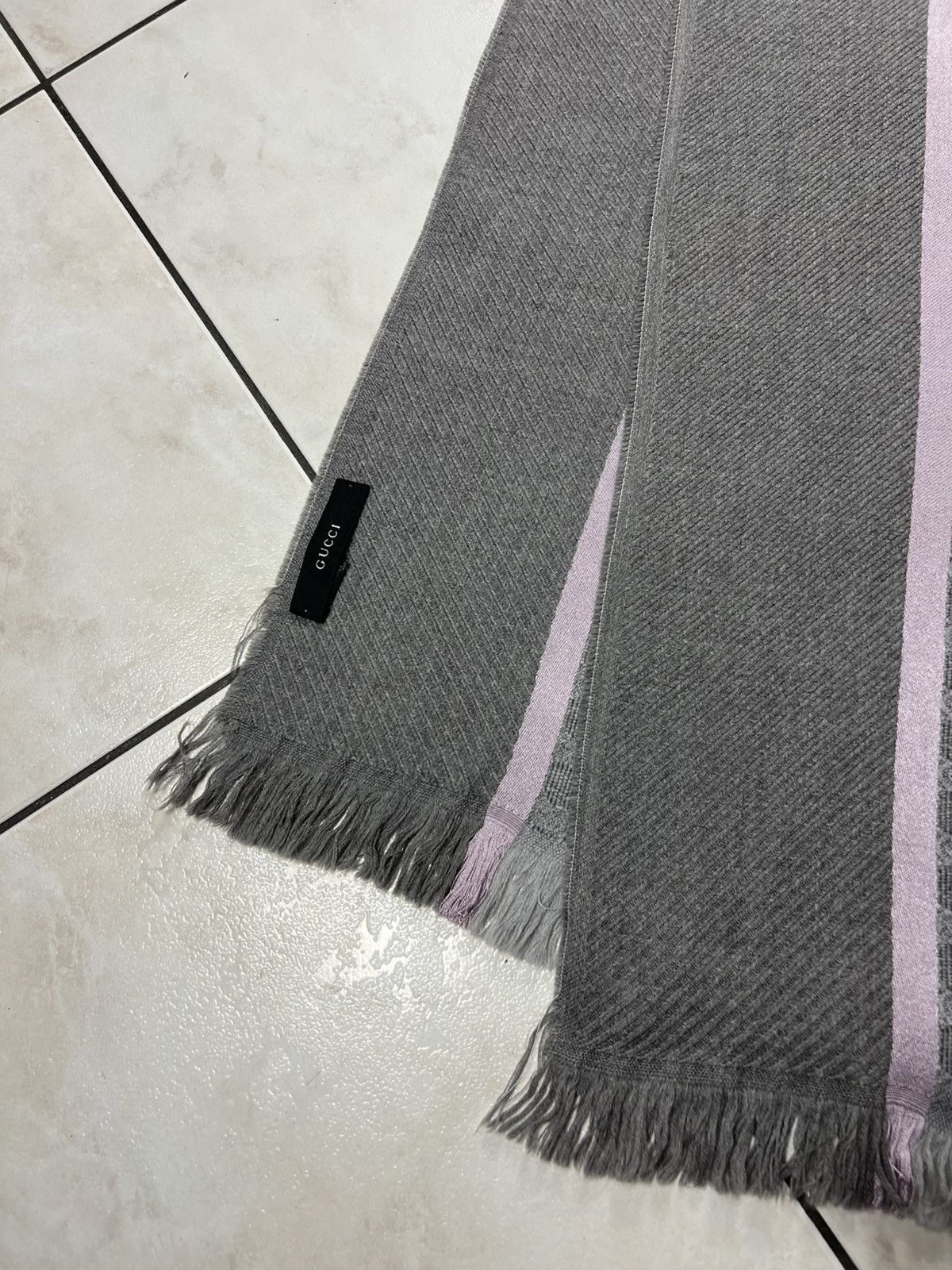 Gucci Gucci Tom Ford wool silk muffler scarf monogram stripe logo Size ONE SIZE - 6 Thumbnail