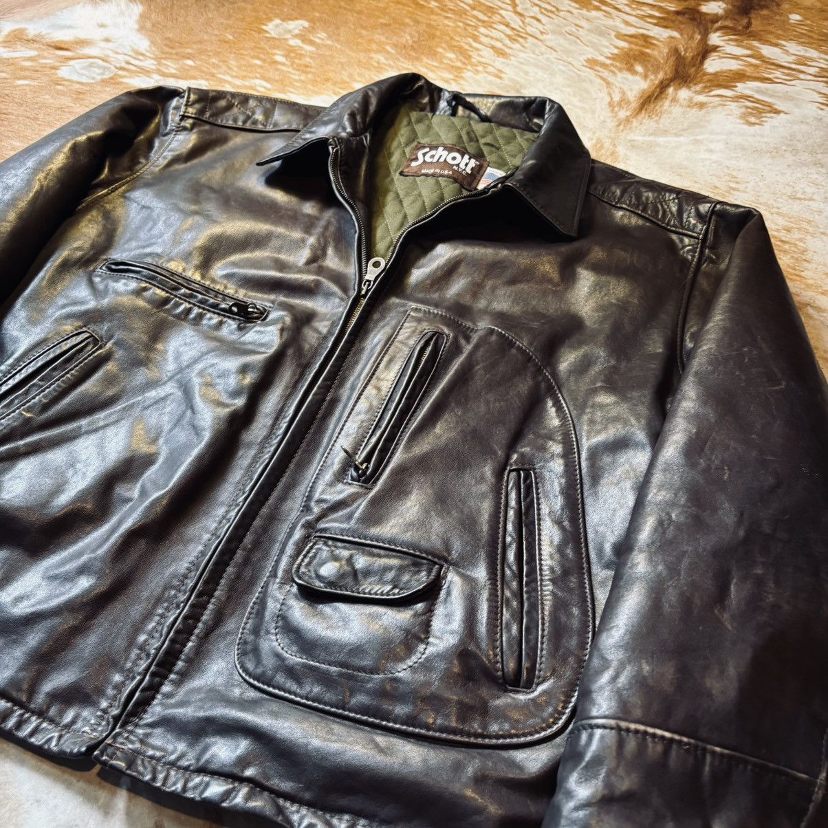 Schott Schott Made In Usa Leather Jacket Size 48 Fit L Size US L / EU 52-54 / 3 - 11 Thumbnail