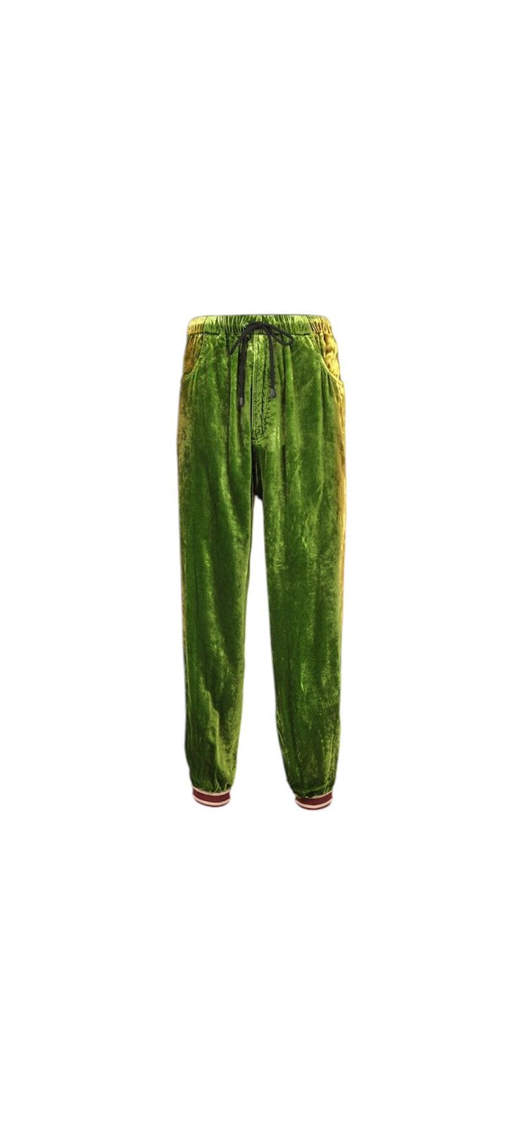 Gucci Green Crushed Velvet and Silk Lounge Pants