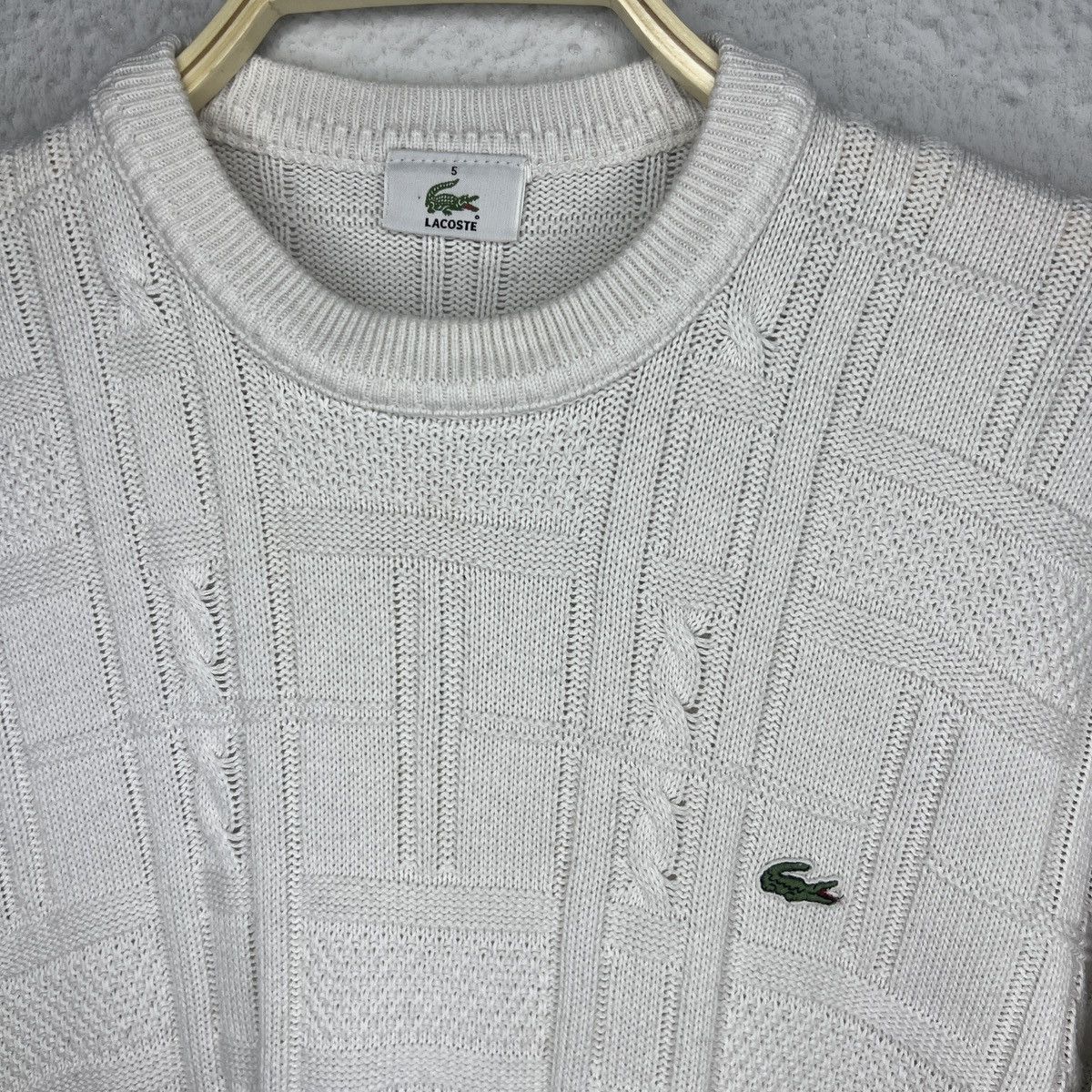 Lacoste Vintage Lacoste Knitwear Sweater Jumper White Logo Cable Size US M / EU 48-50 / 2 - 5 Thumbnail