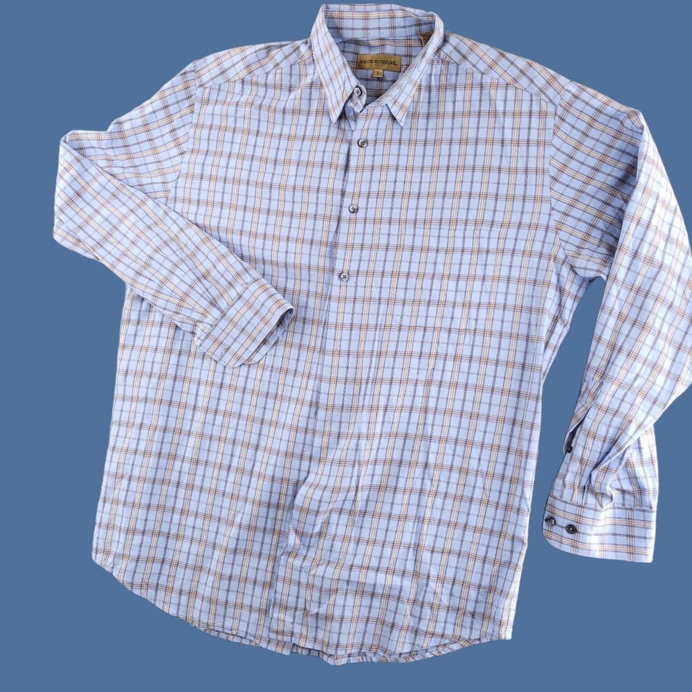 Vintage Tricots St Raphael Shirt Mens Large Check Blue Button Up Long Sleeve Tuck In Size US L / EU 52-54 / 3 - 1 Thumbnail
