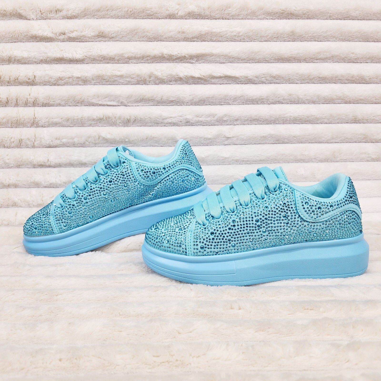 Other Cush Baby Blue Rhinestone Sneakers Tennis Shoes (US Shoe Siz Size US 5 / IT 35 - 1 Thumbnail