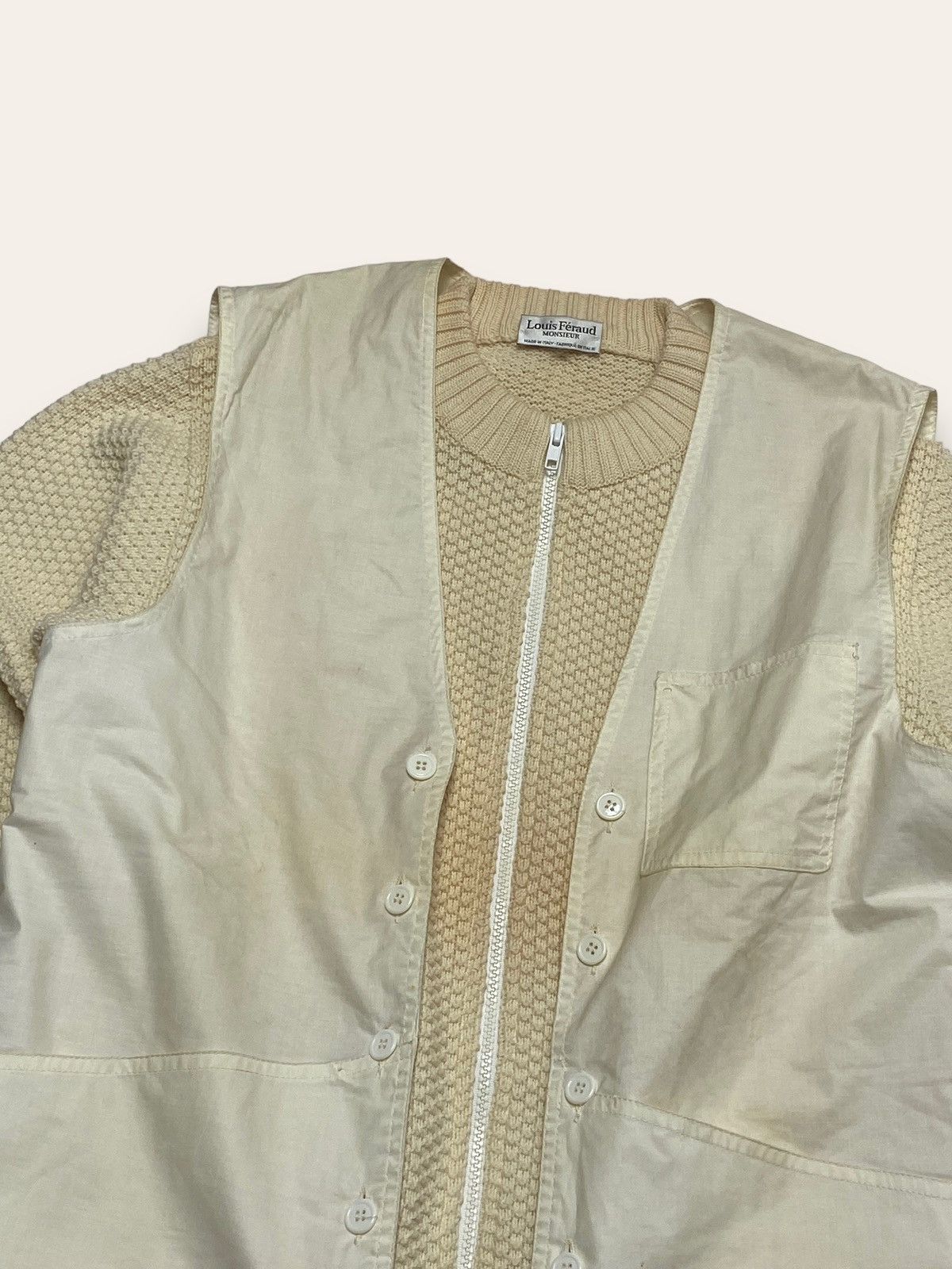 Louis Feraud 90s Vintage LOUIS FERAUD Beige Creme Sweater Size US M / EU 48-50 / 2 - 2 Thumbnail