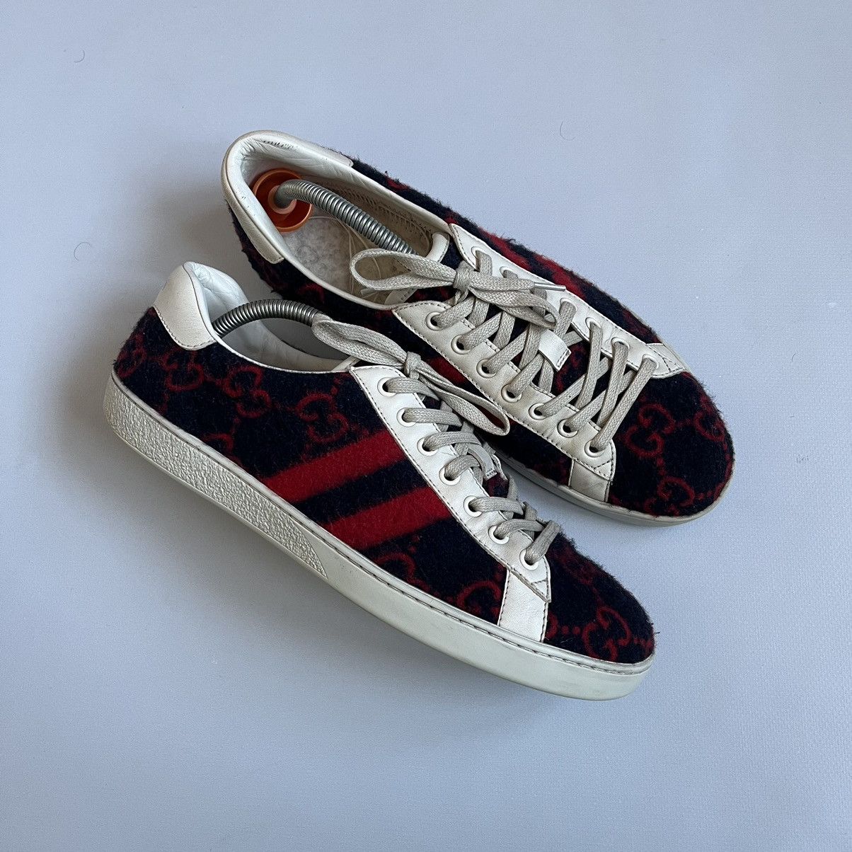 GUCCI ウール　スニーカー　Ace GG Wool Gucci GG Ace Wool Low Top Red/Blue Shoes Sneakers Size 8.5