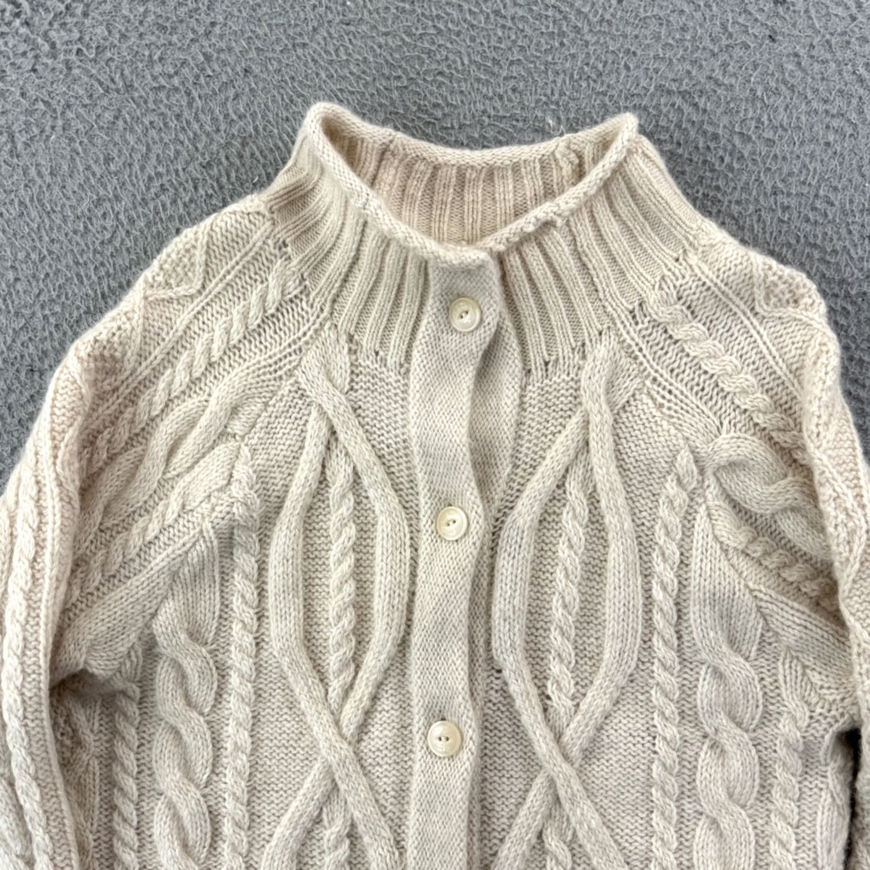 Vintage VINTAGE LL Bean Sweater Womens Medium Petite Ivory Mock Neck Wool Alpaca Cardigan Preppy Size M / US 6-8 / IT 42-44 - 3 Thumbnail