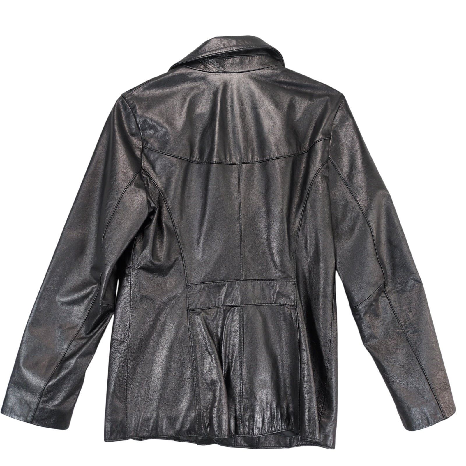 Wilsons Leather Wilson's Women's M Button Front Black Leather Jacket Size M / US 6-8 / IT 42-44 - 3 Thumbnail