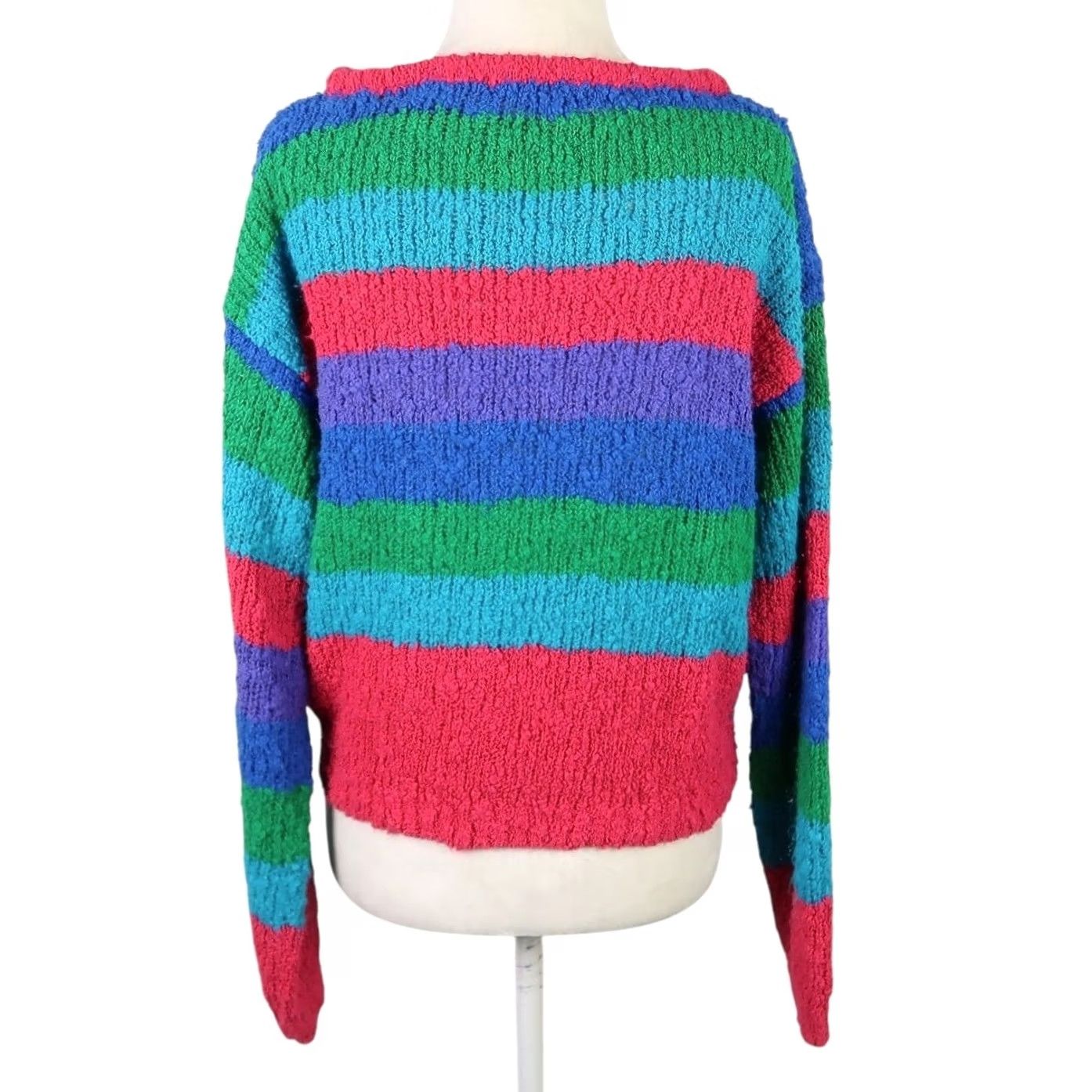 Vintage VINTAGE Gitano CreW Neck Knit Sweater Striped Blue Pink Green Purple 80s 90s Women M Casual Pullover Sweater Size M / US 6-8 / IT 42-44 - 4 Thumbnail