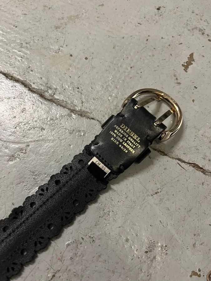 Designer × Diesel × Vintage Diesel Full Zip Black Leather Belt Size ONE SIZE - 8 Thumbnail