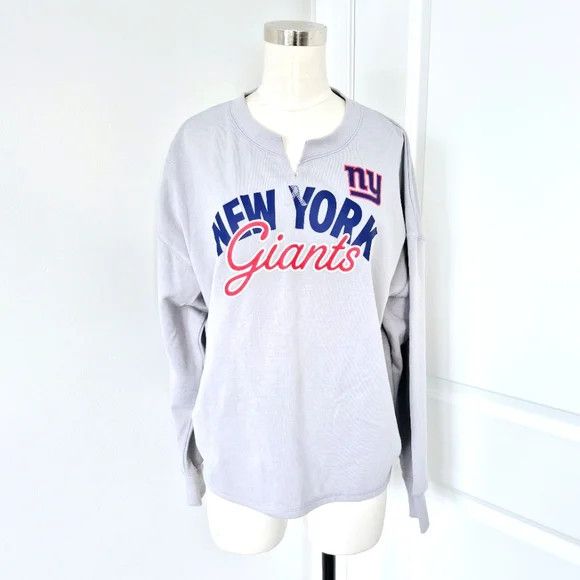NFL Official NY Giants Split V-Neck Sweatshirt Fall Gift Travel Size L / US 10 / IT 46 - 2 Thumbnail