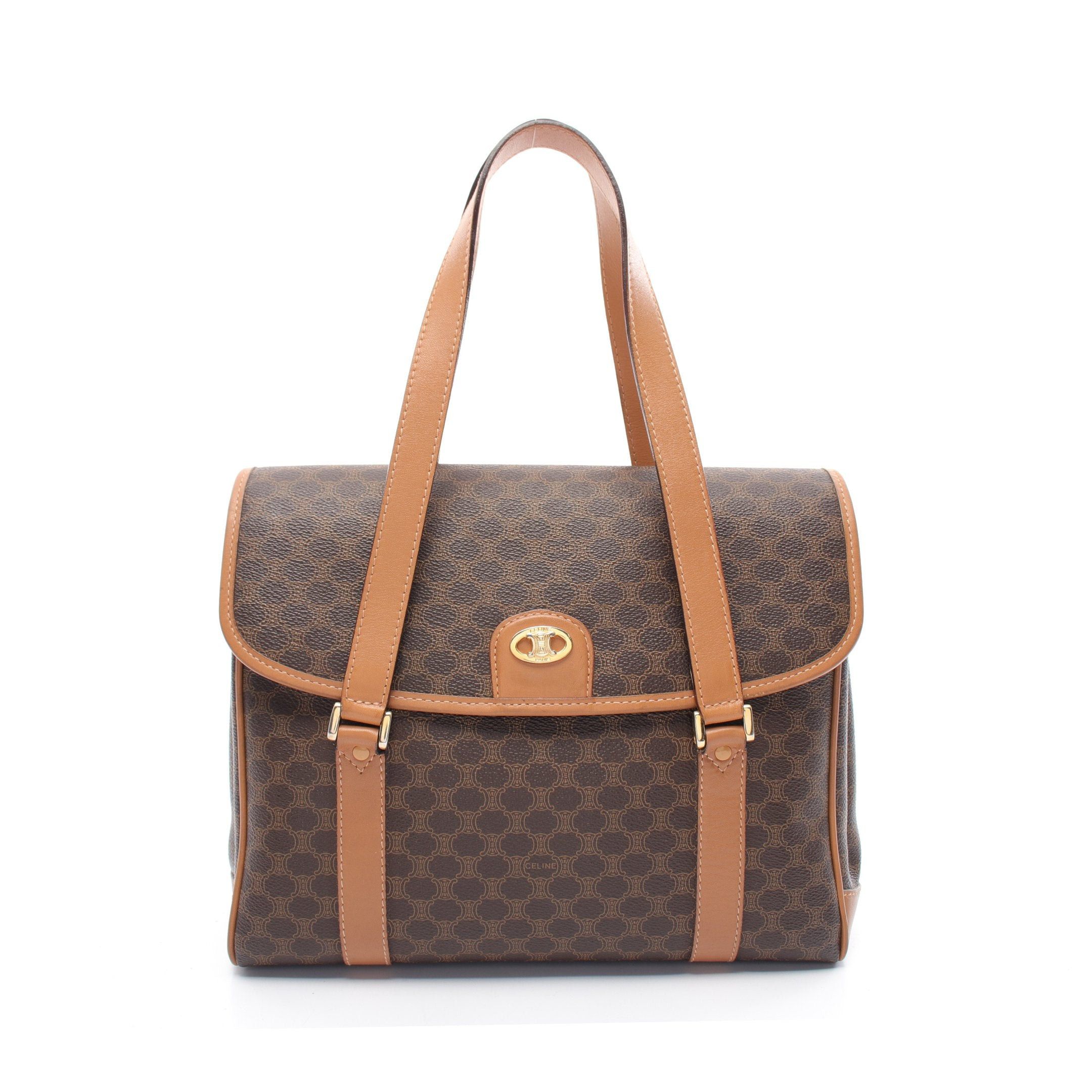 Celine Macadam Handbag Leather Brown