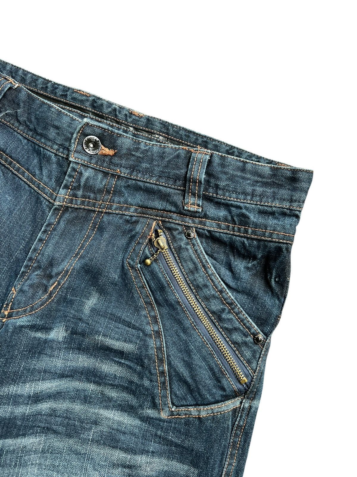 Japanese Brand Double Focus 🇯🇵 Double Waist Asymmetrical Denim Light Flare Size US 33 - 5 Thumbnail