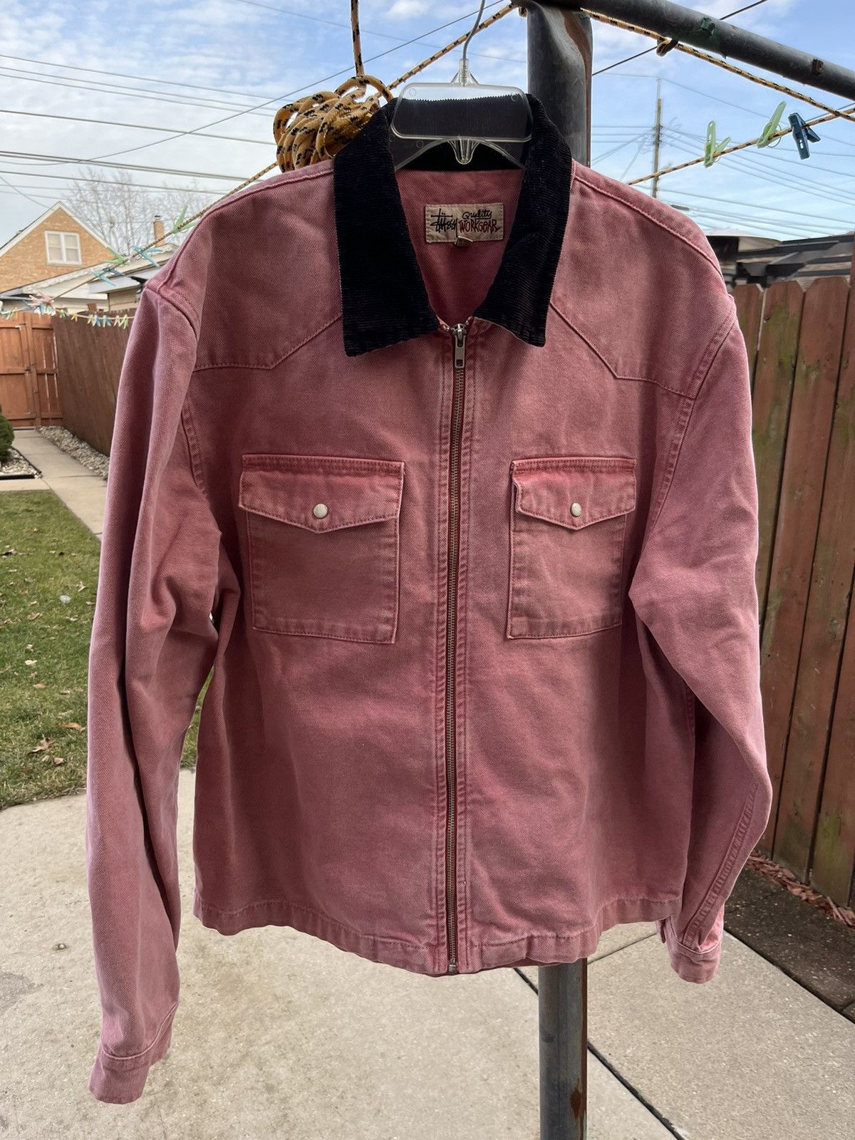 STUSSY WASHED CANVAS ZIP SHIRT Sサイズ（STUSSY WASHED CANVAS