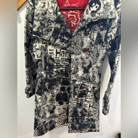 Desigual RARE - VINTAGE Desigual Black and White Graphic Women's Coat Size S / US 4 / IT 40 - 9 Thumbnail