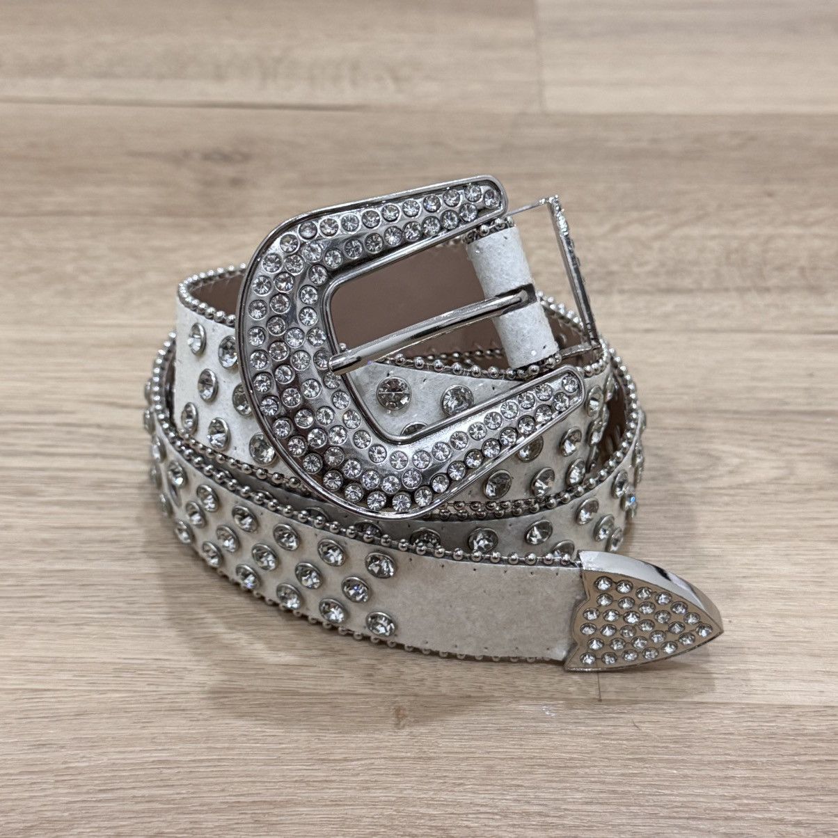 Hysteric Glamour Crazy Rhinestones Leather B.B Simon Style Belt Size ONE SIZE - 2 Thumbnail