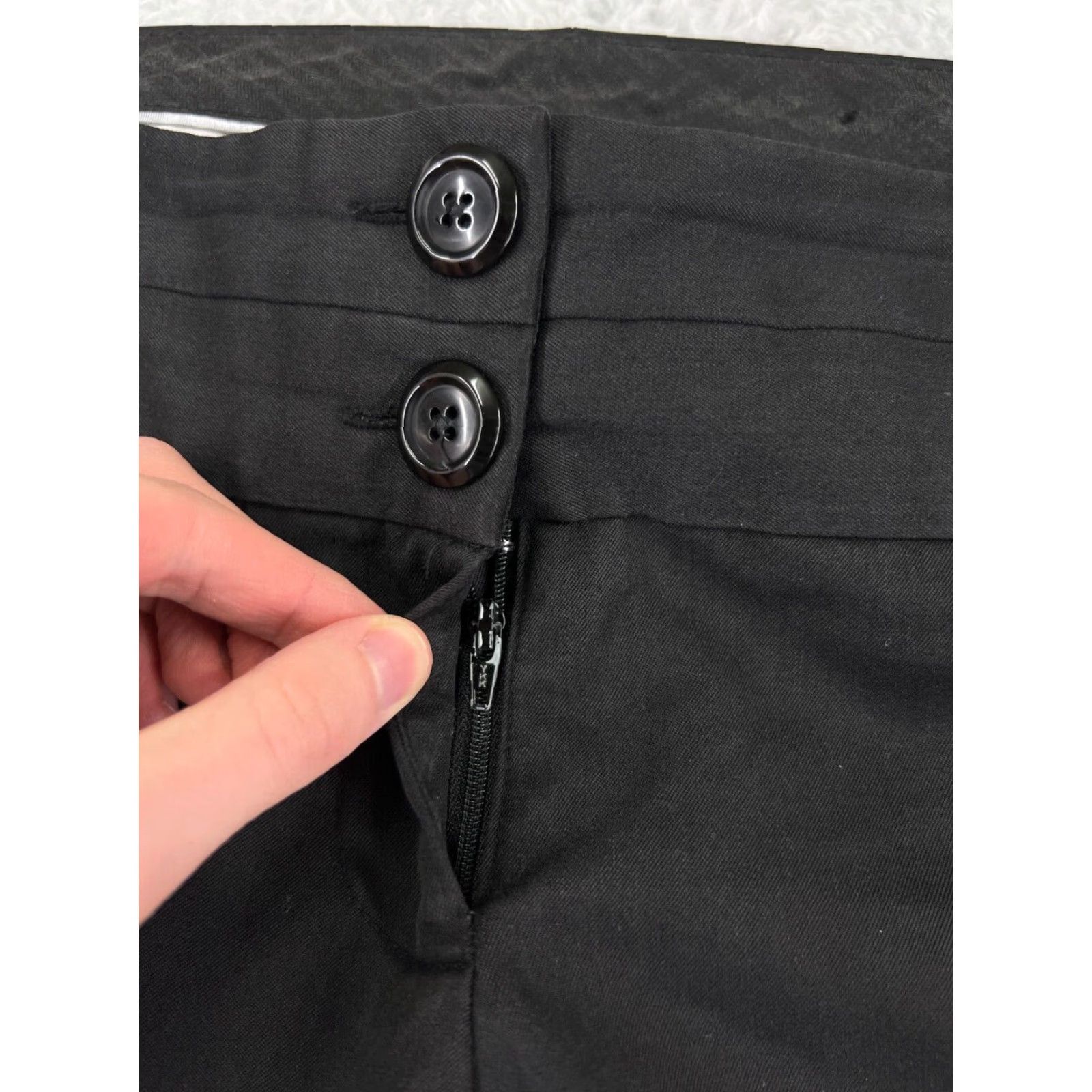 Zara Zara Pants Womens 32 Black Stretch Pockets Chino Straight Regular Cotton Blend Twill Button Zip Front Size 24" / US 00 / IT 34 - 3 Thumbnail