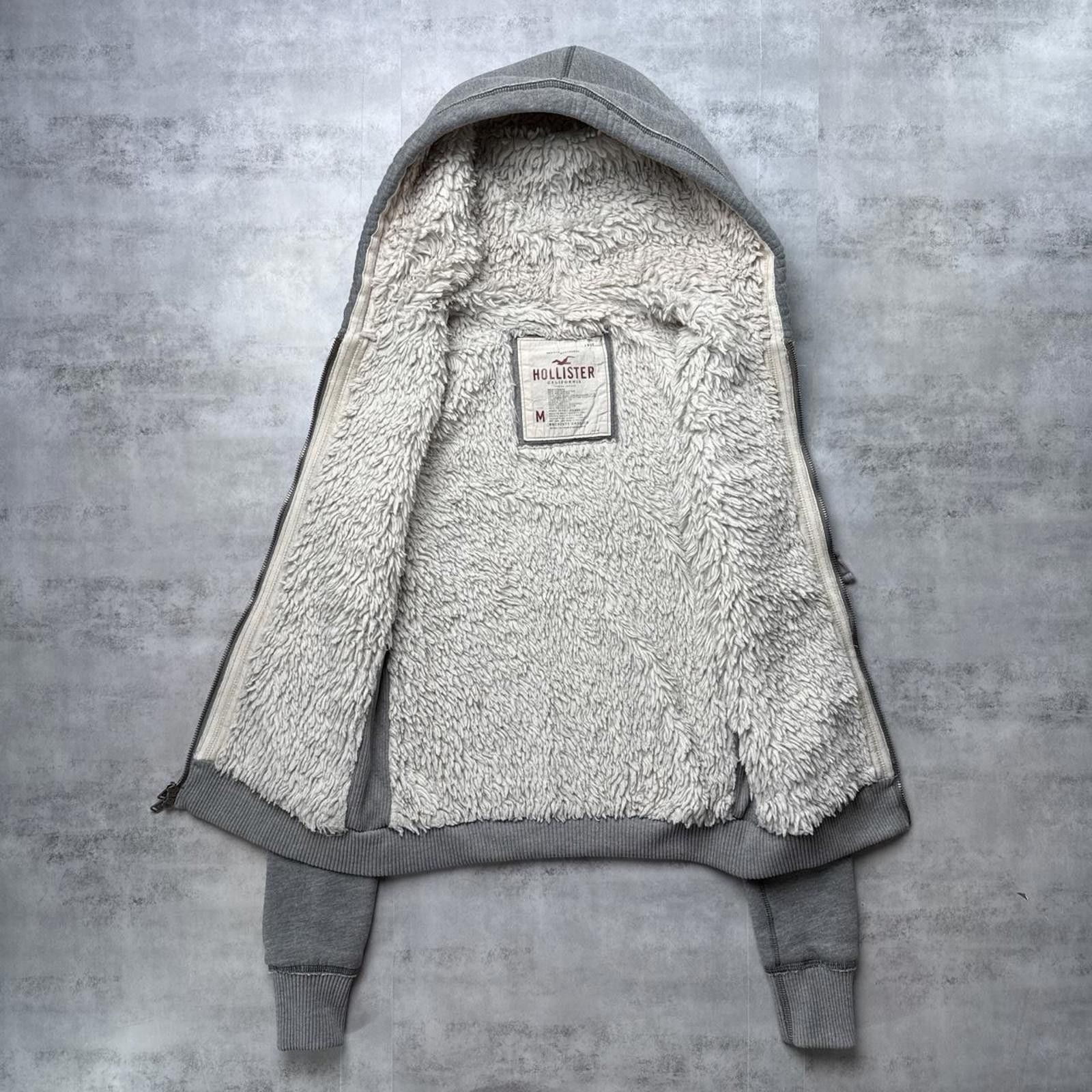 Other Y2K Hollister Gray Sherpa Lined Zip Up Hoodie Jacket Size M / US 6-8 / IT 42-44 - 5 Thumbnail
