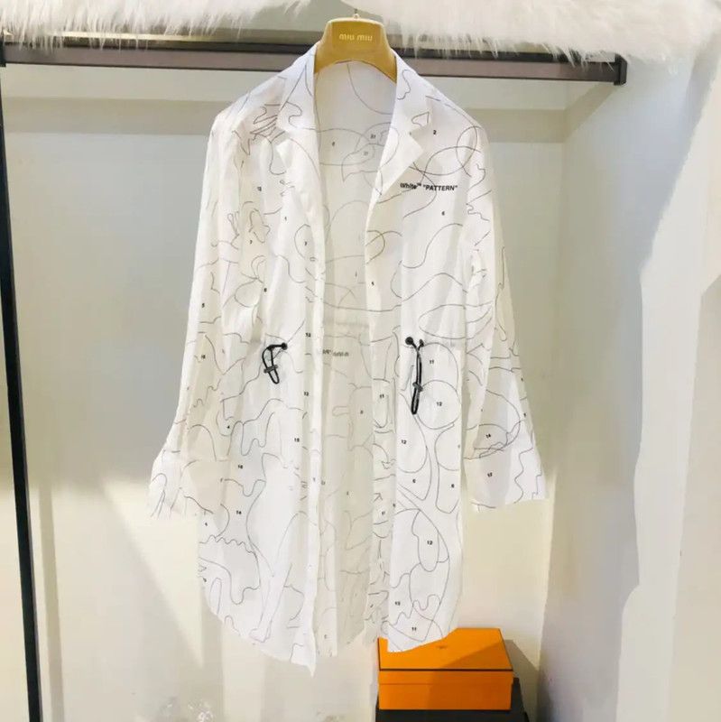 Off-White Off-White Patterned Mid-Length Cotton Dress 0089 Size XS / US 0-2 / IT 36-38 - 1 Thumbnail