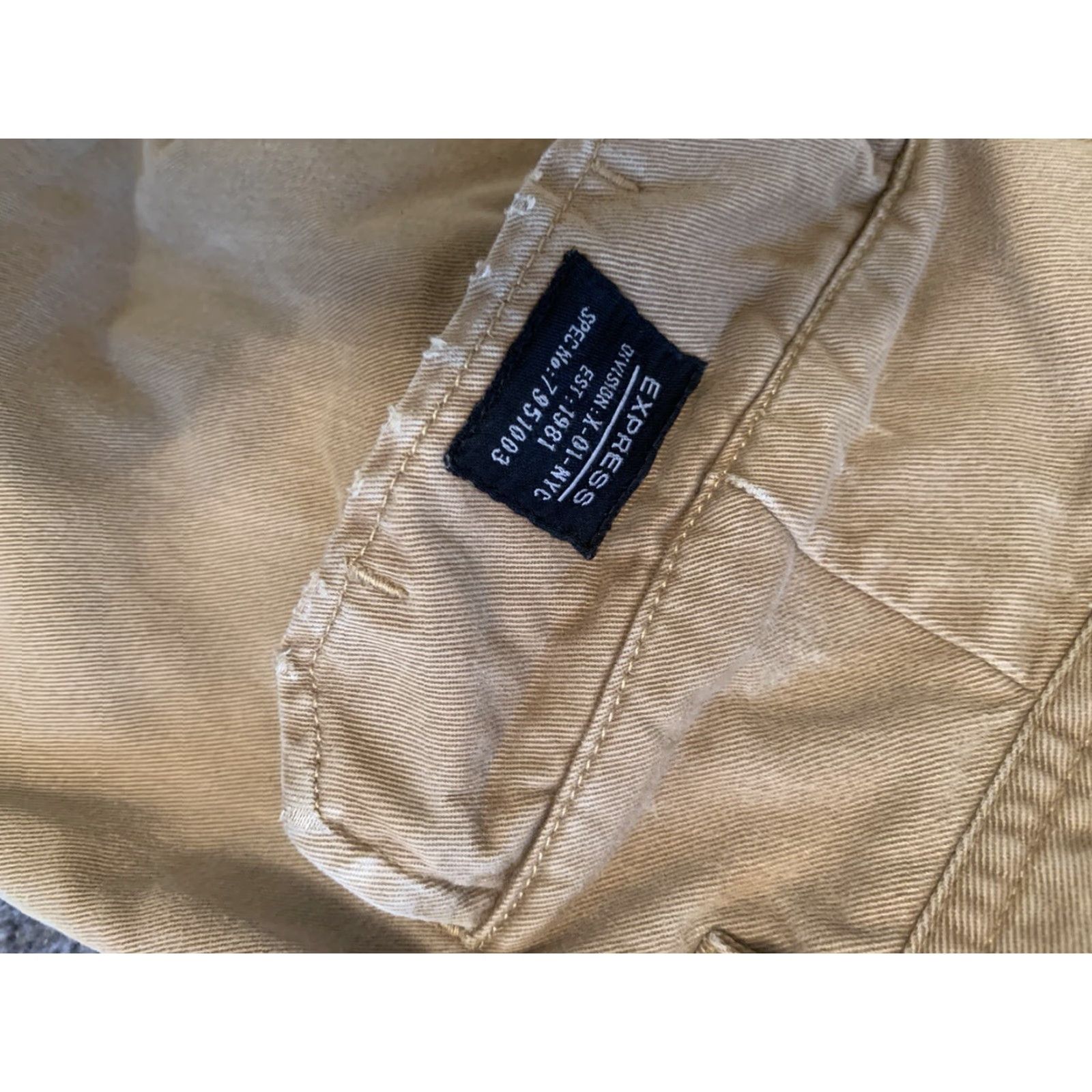 Express Express Mens Chino Pants Slim Straight Beige Cotton Spandex 31x32 Regular Waist 32in Size US 32 / EU 48 - 3 Thumbnail
