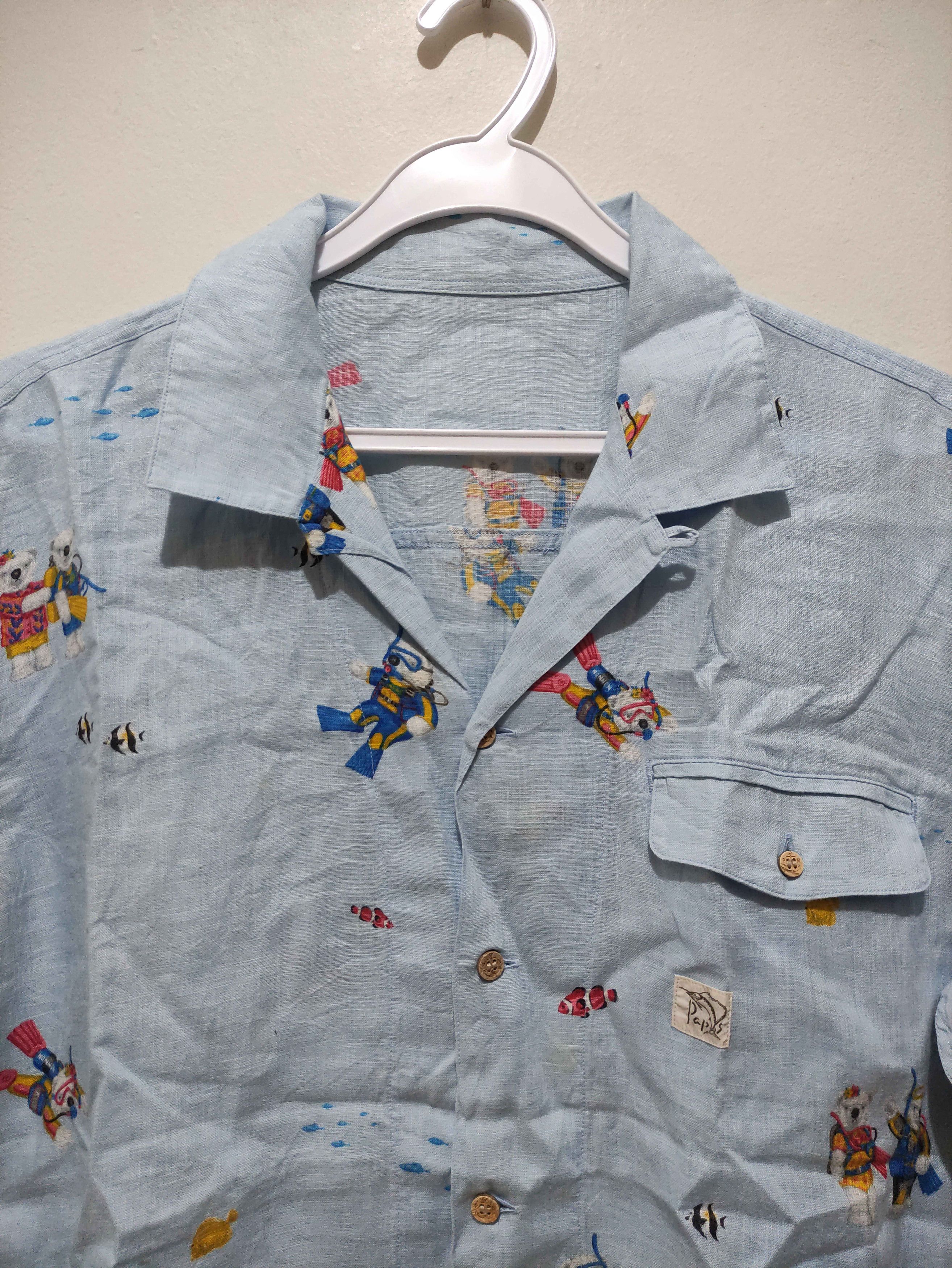 Japanese Brand Papas Diving Bear Print Open Collar Short Sleeve Shirt Size US M / EU 48-50 / 2 - 3 Thumbnail